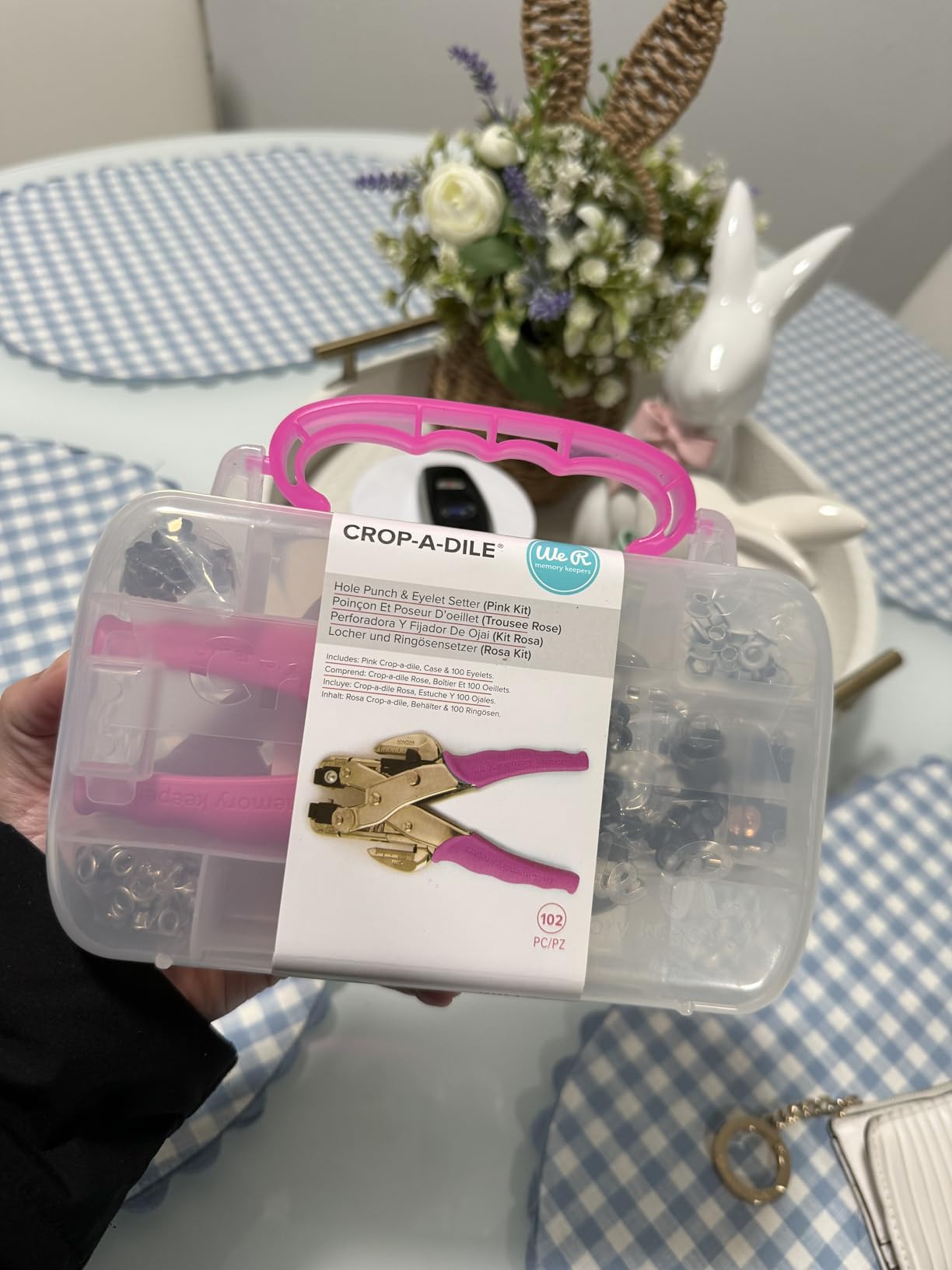 We R Memory Keepers- Crop-A-Dile Eyelet Setter Punch Kit, Pink, Includes 100 Eyelets, Comfort Handle, for 1/8 or 3/16 Inch Holes, Metal, Craft Paper, Leather, Fabric and More customer photo 2