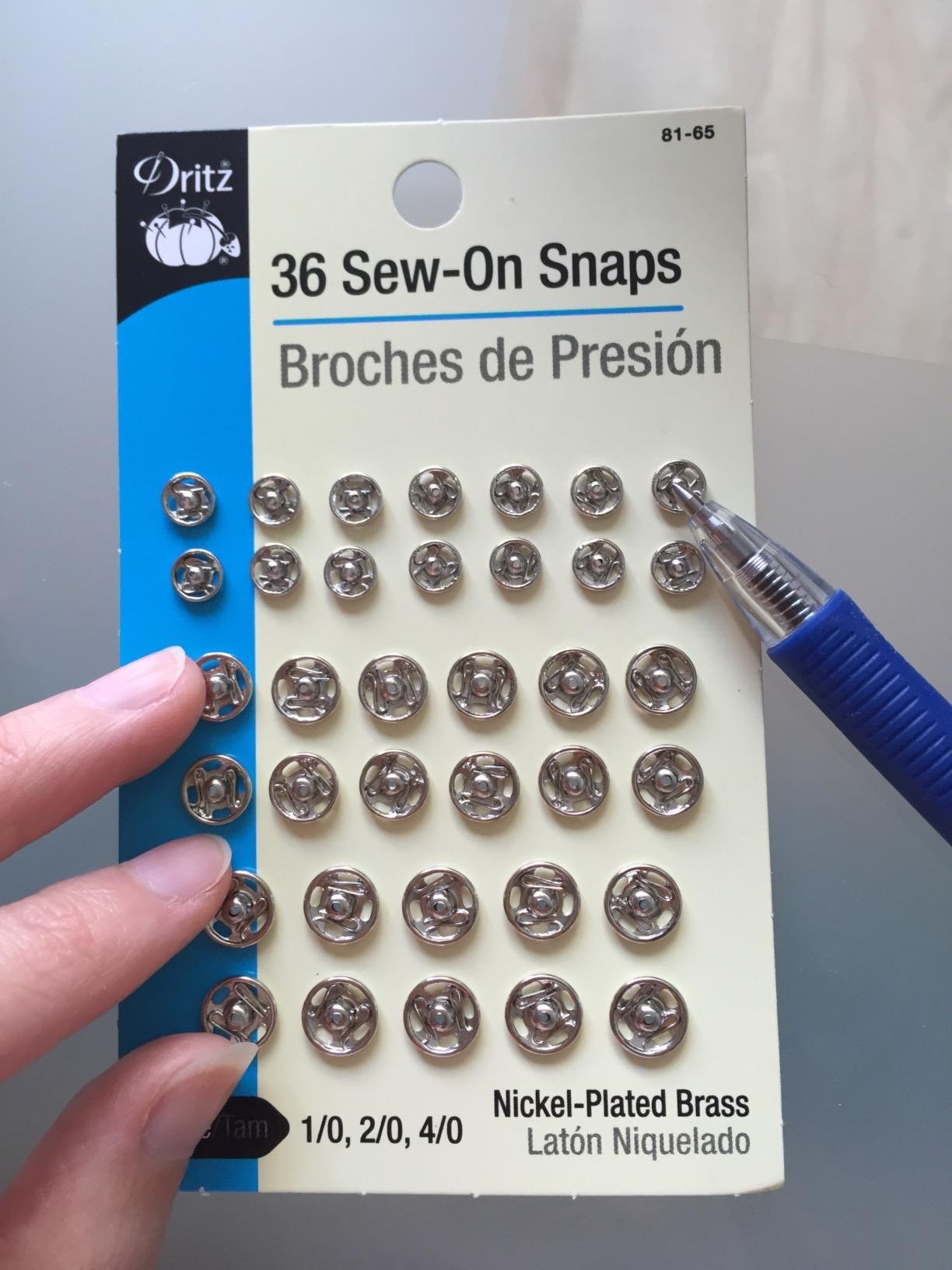 Dritz 81-65 Sew-On Snaps, Size 1/0, 2/0 & 4/0, Nickel-Plated Brass, 36 Count customer photo 1