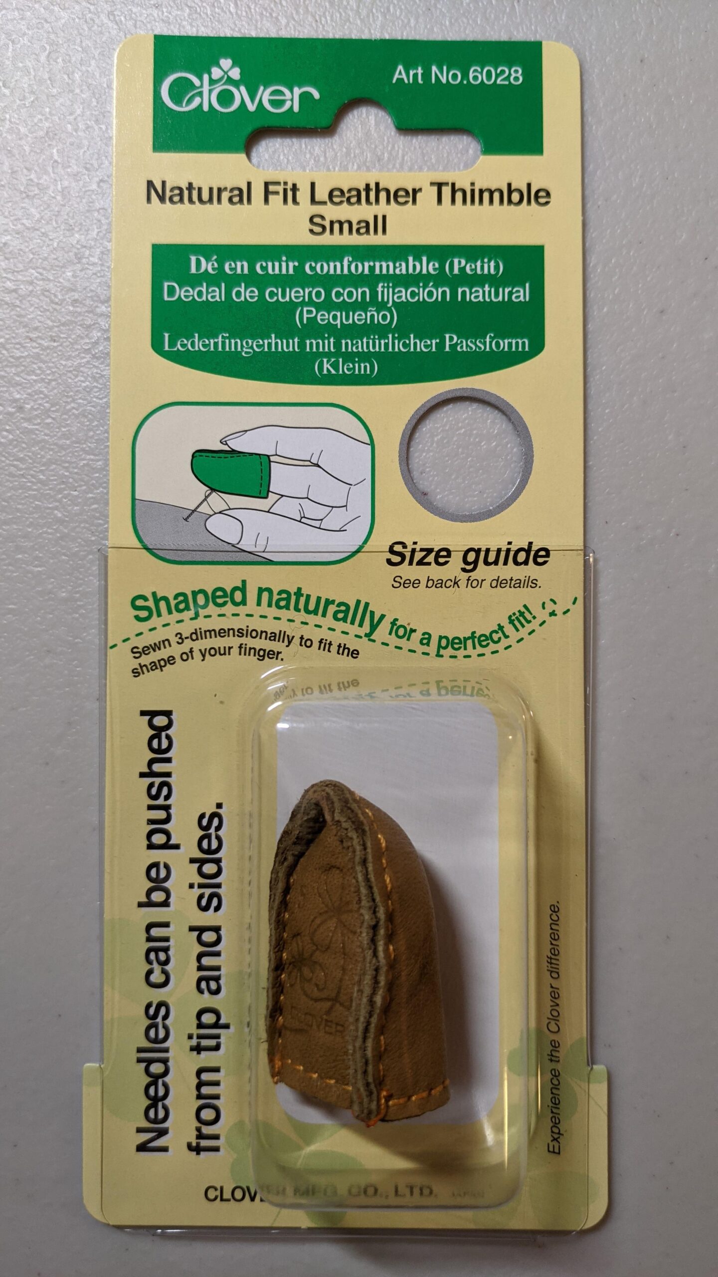 Clover Natural Fit Leather Thimble Small, Lt. Brown customer photo 2