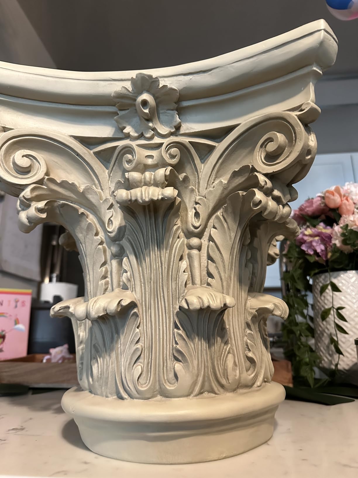 Design Toscano English Rosette Indoor/Outdoor Sculptural Garden Plinth Base Statue Riser, Large 13 Inch Tall, Cast Stone Resin, Antique Stone Finish customer photo 2