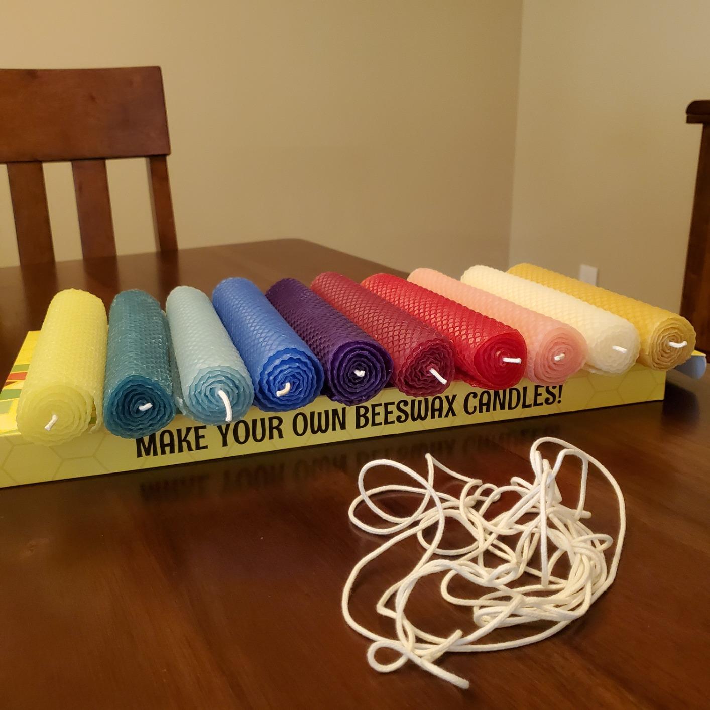 Make Your Own Beeswax Candle Kit - Includes 10 Full Size 100% Beeswax Honeycomb Sheets in Natural and Approx. 6 Yards (18 Feet) of Cotton Wick. Each Sheet Measures Approx. 8