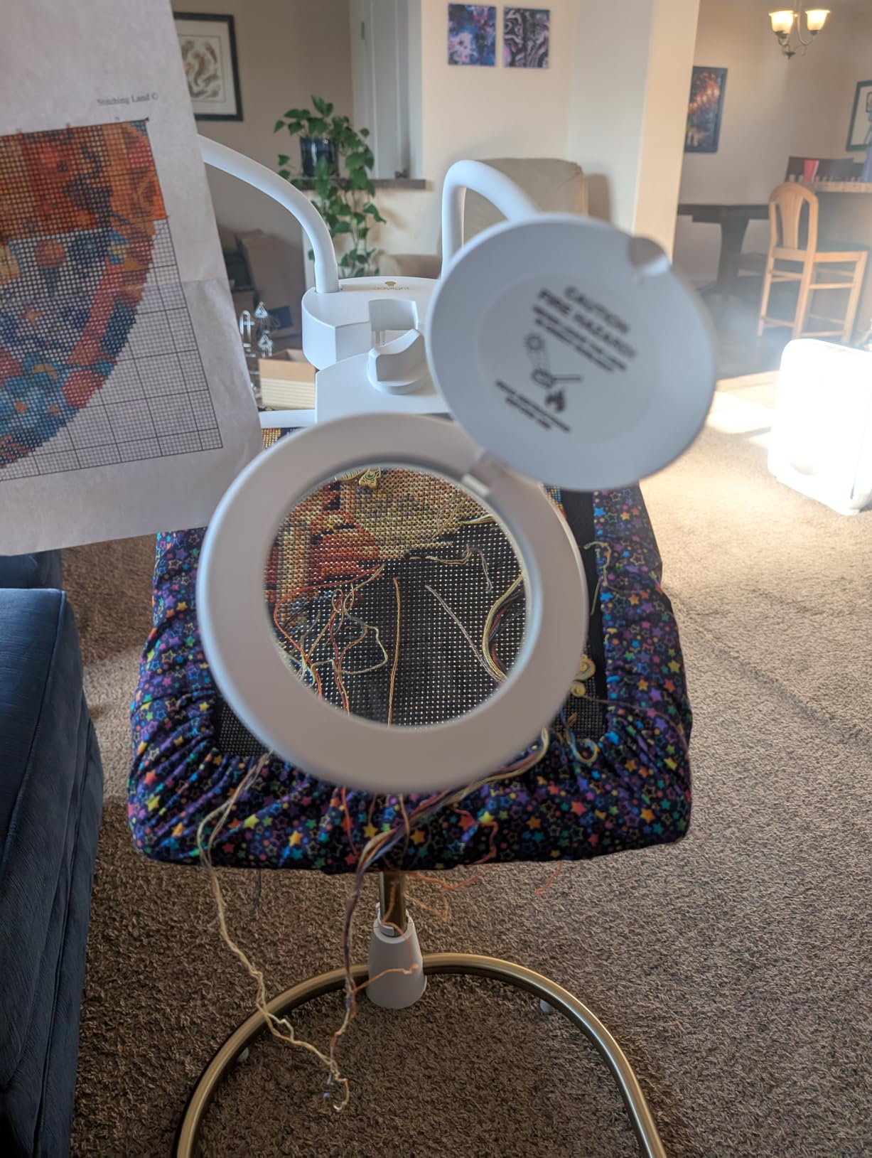 Daylight Company Stitchsmart Stand, Adjustable Embroidery Hoop Stand, Rotated Cross Stitch Stand, Hoop Holder, Hands Free Needlework Stand for Art Craft Sewing Projects,White customer photo 2