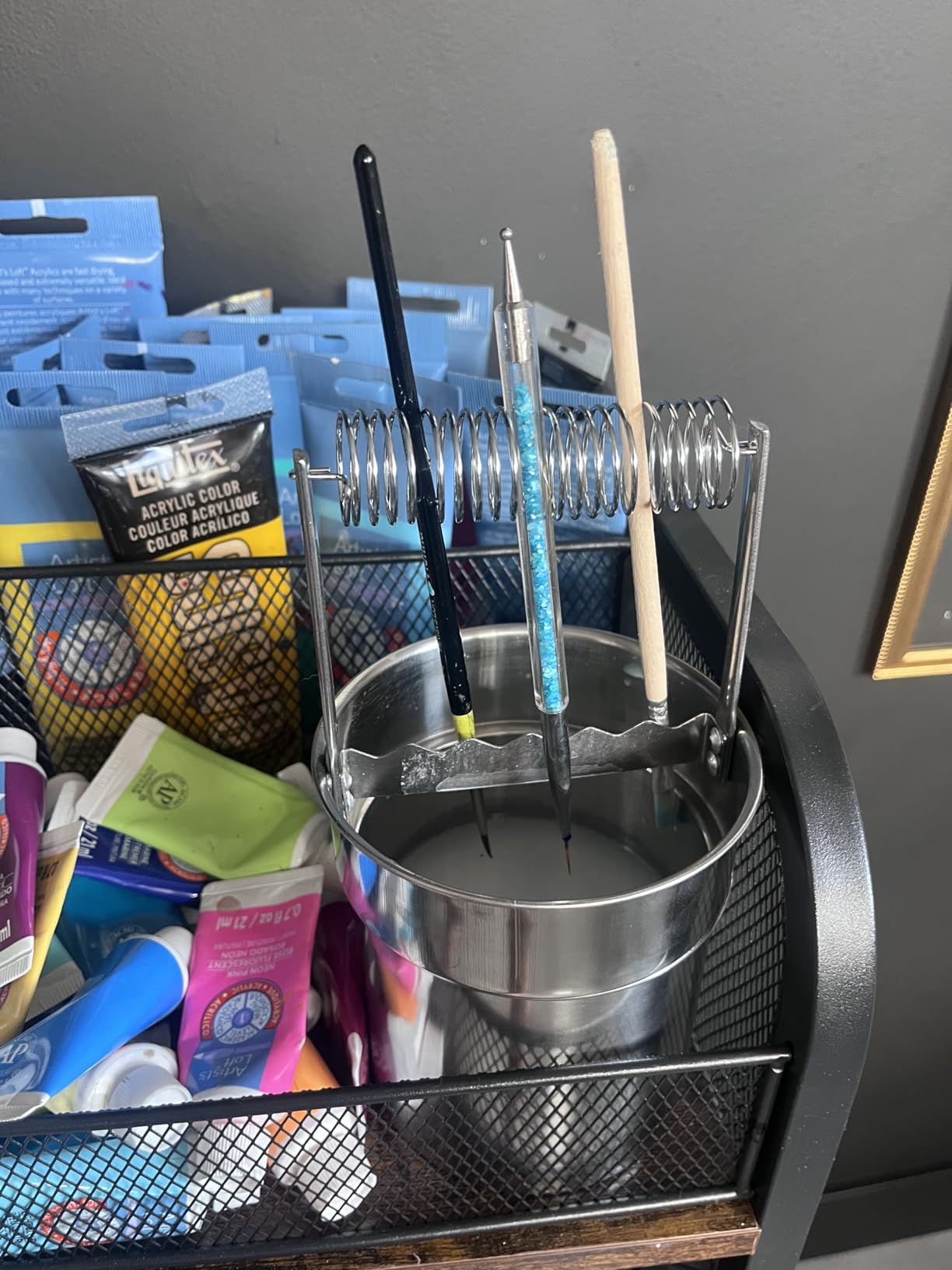 U.S. Art Supply Stainless Steel Paint Brush Washer with Wash Tank, Spiral Holder, and Sediment Grate - Oil Paint Brush Cleaner for Artists customer photo 2
