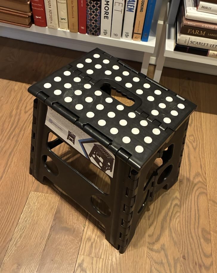 Handy Laundry Folding Step Stool - Sturdy Enough Collapsible Stool to Support Adults - Opens Easy with One Flip - Great for Kitchen, Bathroom or Bedroom (Black - 9 Inch) customer photo 1