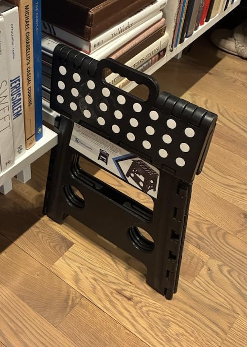 Handy Laundry Folding Step Stool - Sturdy Enough Collapsible Stool to Support Adults - Opens Easy with One Flip - Great for Kitchen, Bathroom or Bedroom (Black - 9 Inch) customer photo 2