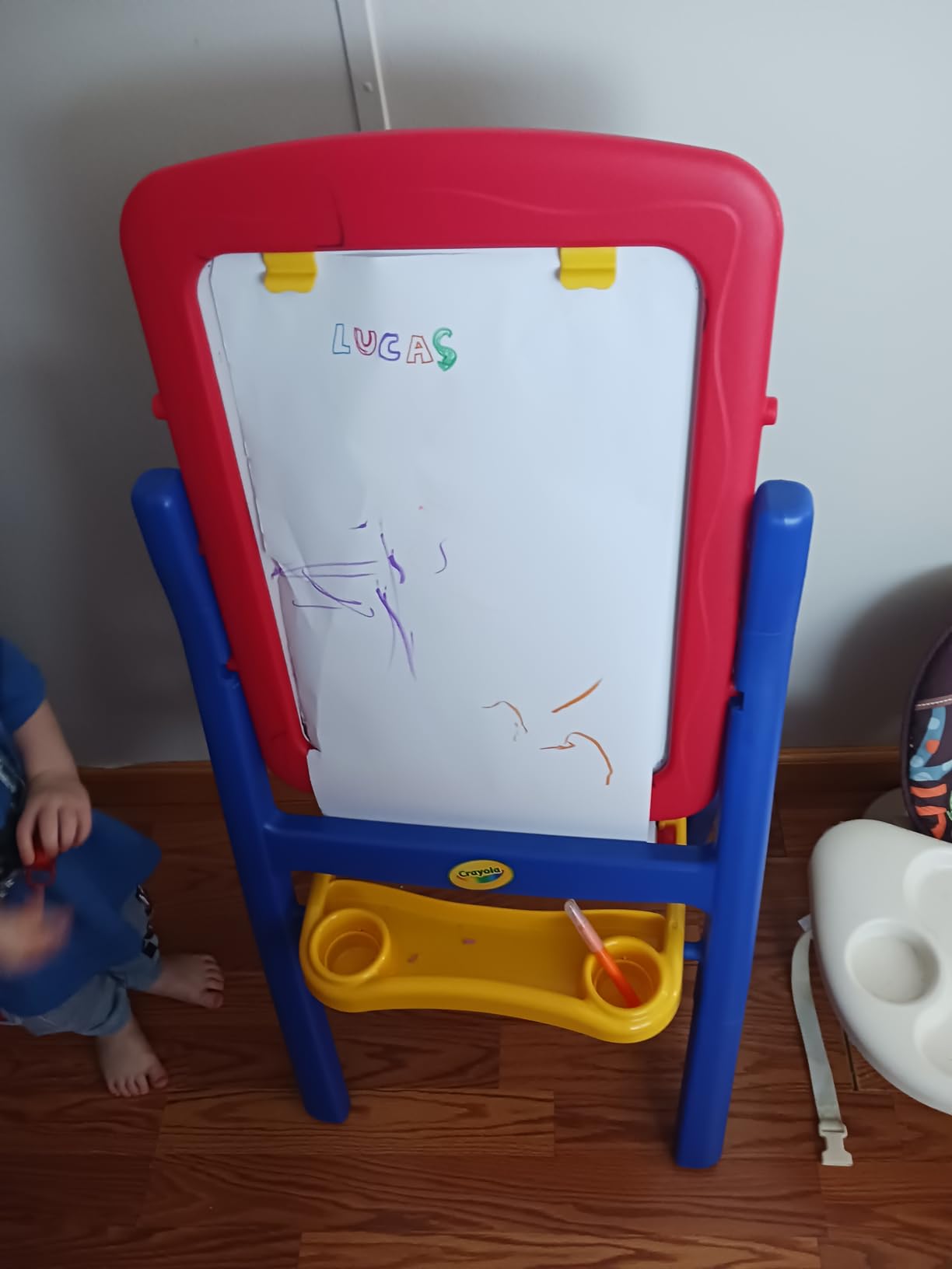 Crayola Qwikflip 2-Sided Kids Easel - 360 Rotating Magnetic Whiteboard & Chalkboard - 4-in-1 Art Station with Paper Roll & 77 Magnetic Letters - Folds Flat for Storage customer photo 1