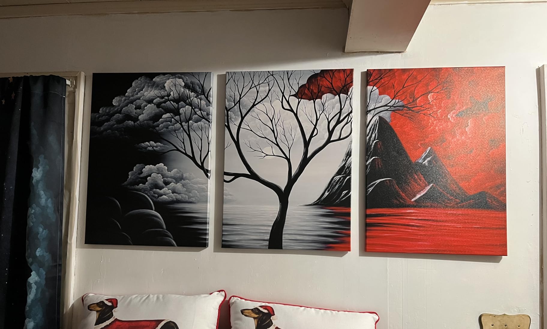 Wieco Art Extra Large The Cloud Tree Modern Gallery Wrapped Giclee Canvas Print Artwork Abstract Landscape 3 panels Pictures on Canvas Wall Art Ready to Hang for Living Room Kitchen Home Decor XL customer photo 1