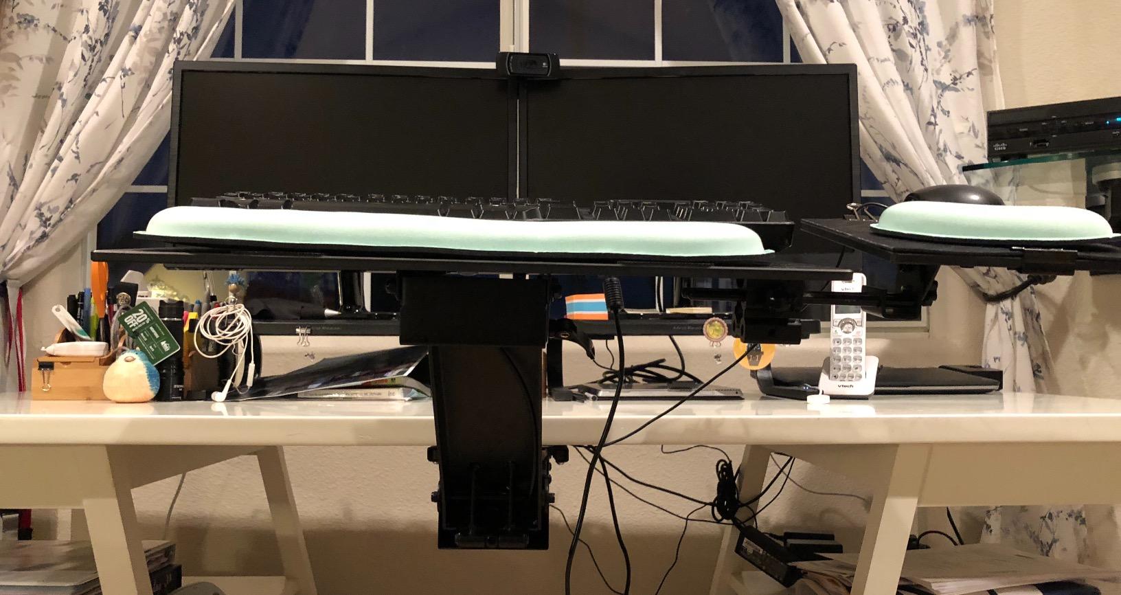 Uncaged Ergonomics KT2-b Under-Desk Adjustable Height & Angle Sit to Stand Up Keyboard Tray with negative tilt Best standing desk computer keyboard holder drawer customer photo 2