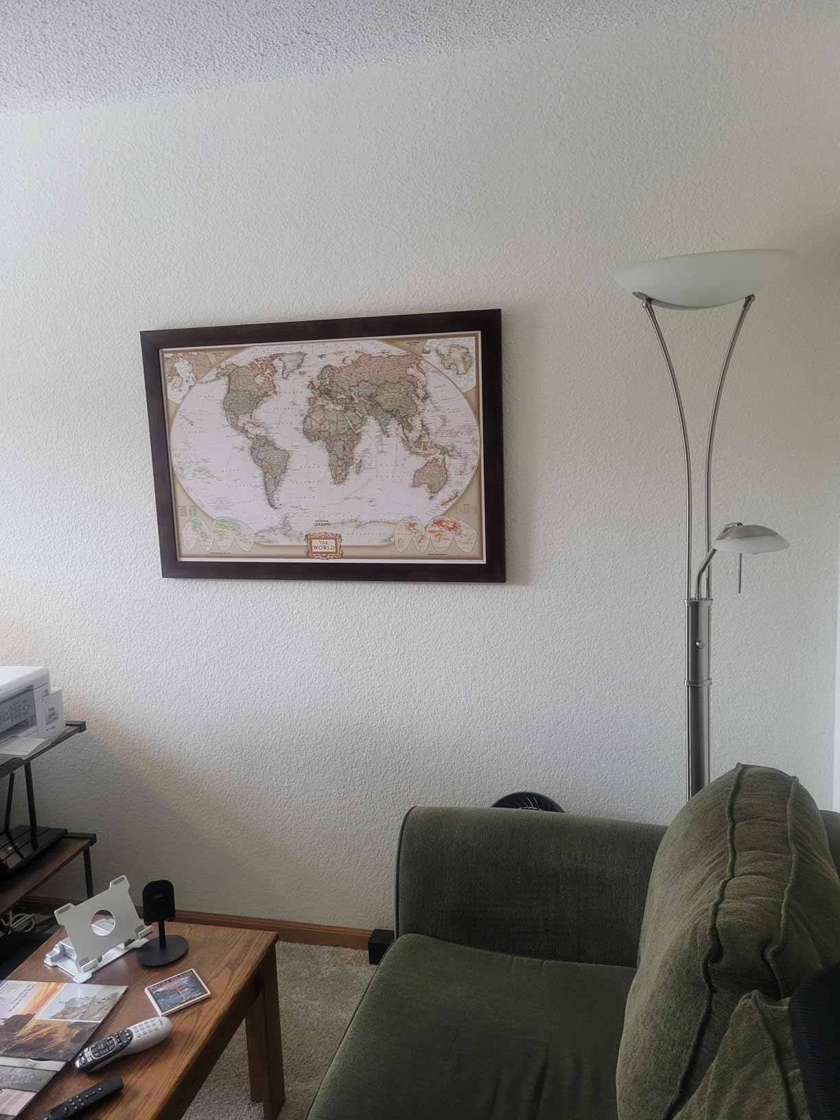 Executive World Map with Pins - Detailed National Geographic Canvas Travel Map - Modern Frameless Wall Art - Gallery Wrap - 24