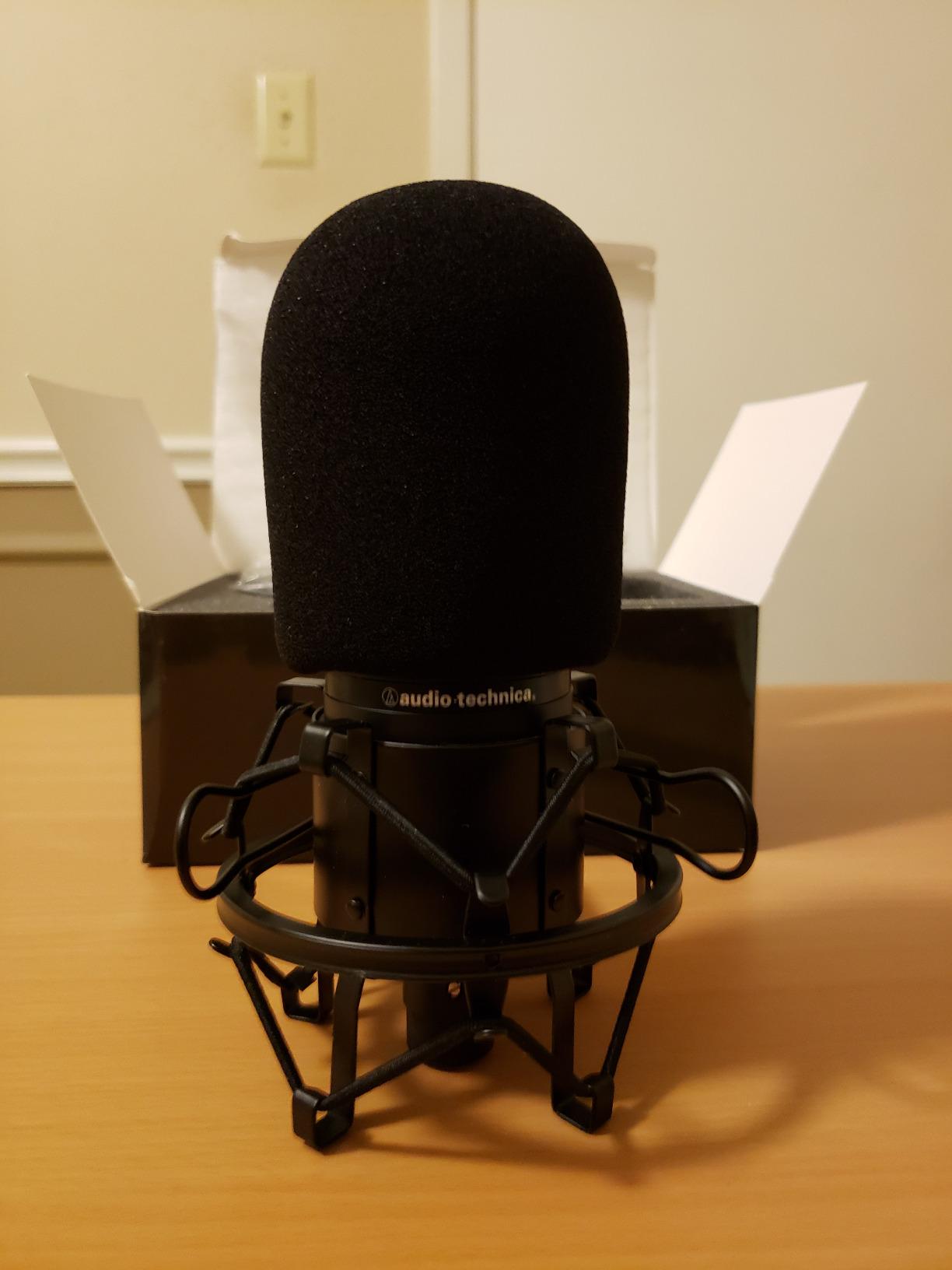AT2020 Pop Filter by Vocalbeat - Audio Technica AT2035 Condenser Mic Foam Windscreen from Quality Sponge Material - Mic AT2020 USB Pop Windscreen Filters Recording and Background Noises - Black Color customer photo 2
