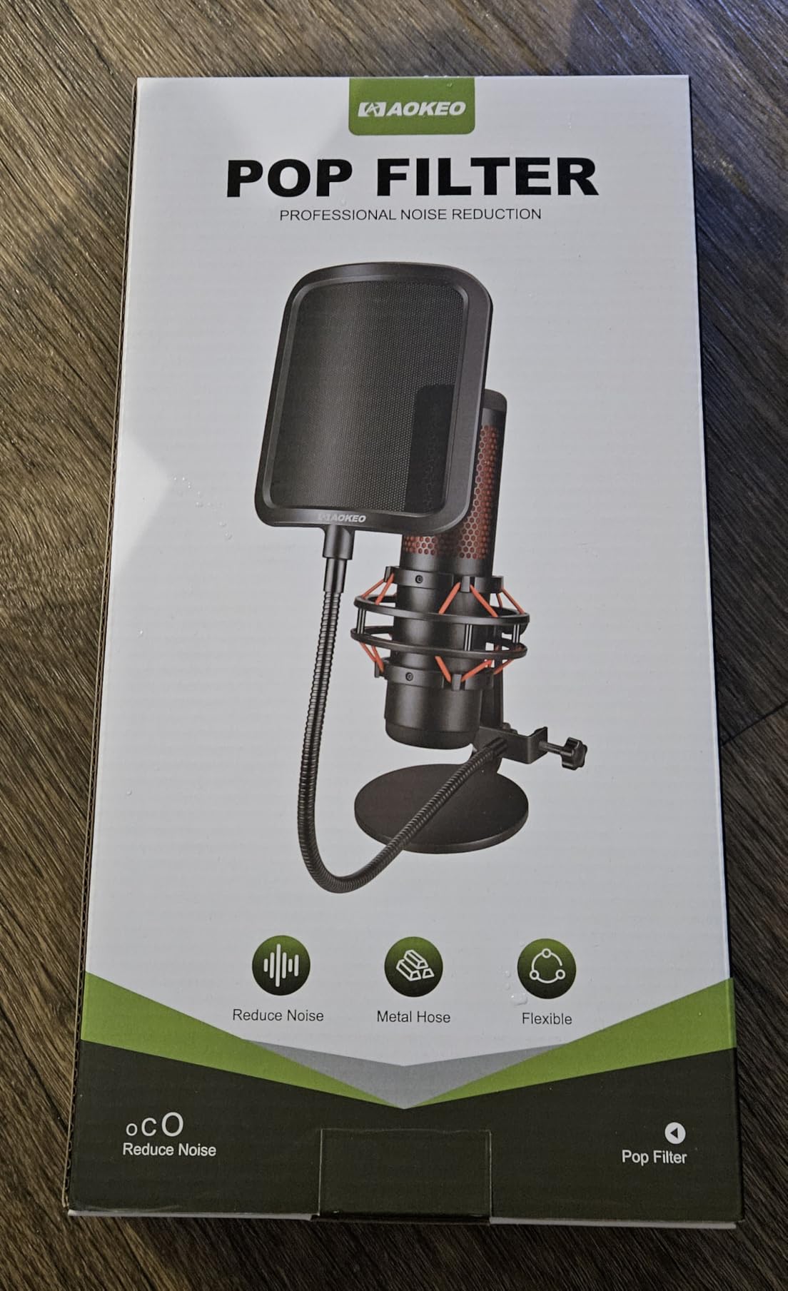 Aokeo Professional Microphone Pop Filter Mask Shield Dual Layered Wind Pop Screen With Flexible 360 Degree Gooseneck Clip Stabilizing Arm customer photo 2