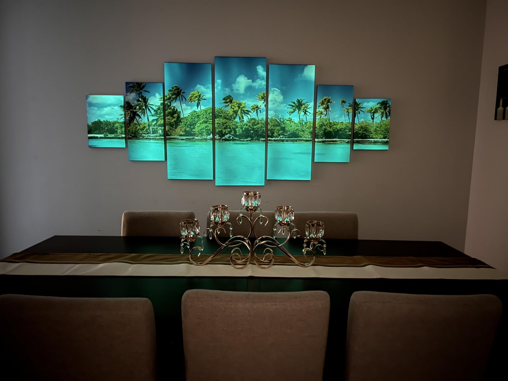 Startonight Huge Canvas Wall Art - Purple Sunrise Over Water Large Modern Framed Set of 7 40