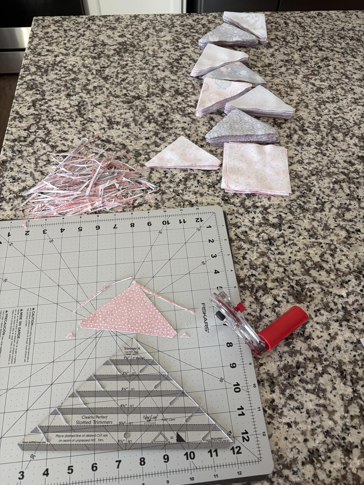 New Leaf Stitches Slotted Trimmer - Acrylic Template Ruler for Accurate Cutting and Trimming - Designed for Half-Square Triangles, Strip Piecing, Block Construction - Ideal Tool for Quilters customer photo 1