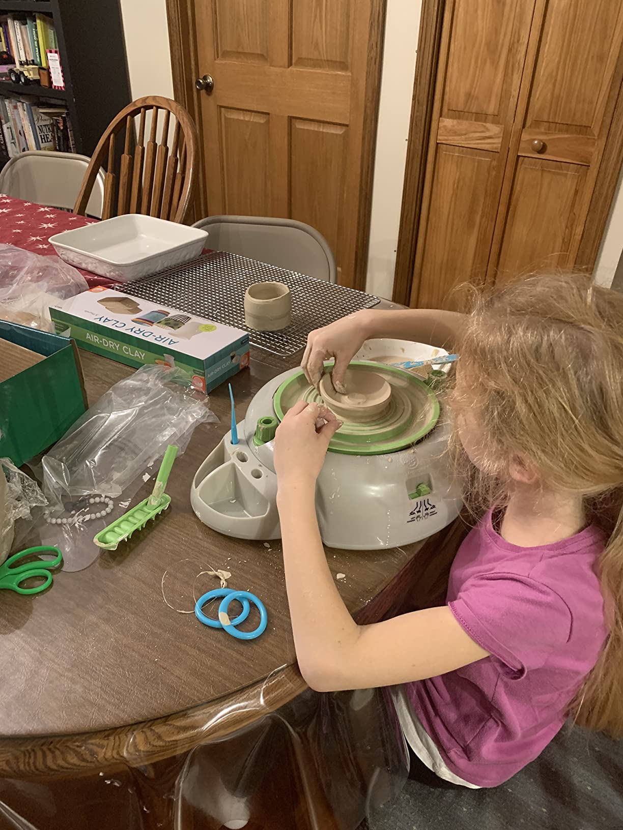 MindWare Pottery Wheel & 7.5 Pounds Air-Dry Clay Pottery Kit - Pottery Wheel for Kids and Beginners - Includes Pottery Wheel & Accessories - Ages 7 and Up customer photo 2
