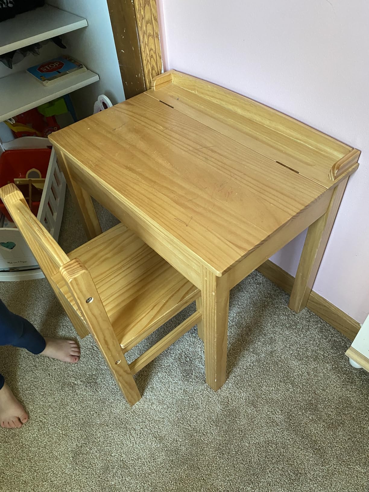 Melissa & Doug Wooden Child's Lift-Top Desk & Chair - White Play Desk and Chair Set for Toddlers and Kids Ages 3+ customer photo 2