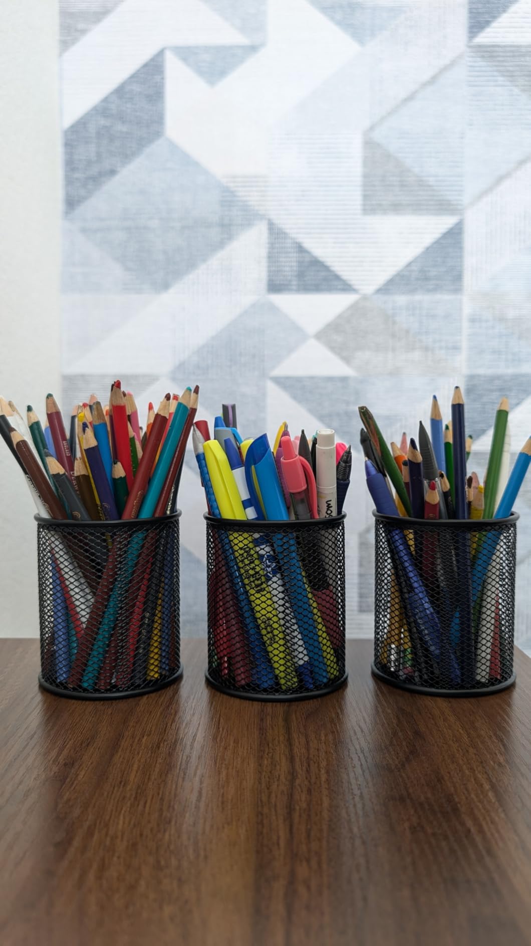 MaxGear Pen Holder for Desk, Premium Mesh Metal Pencil Holder Pen Cup Marker Organizer Makeup Brush Holders, Desk Accessories & Workspace Organizers for Home, School & Office, 5.4'', 2 Pack customer photo 2
