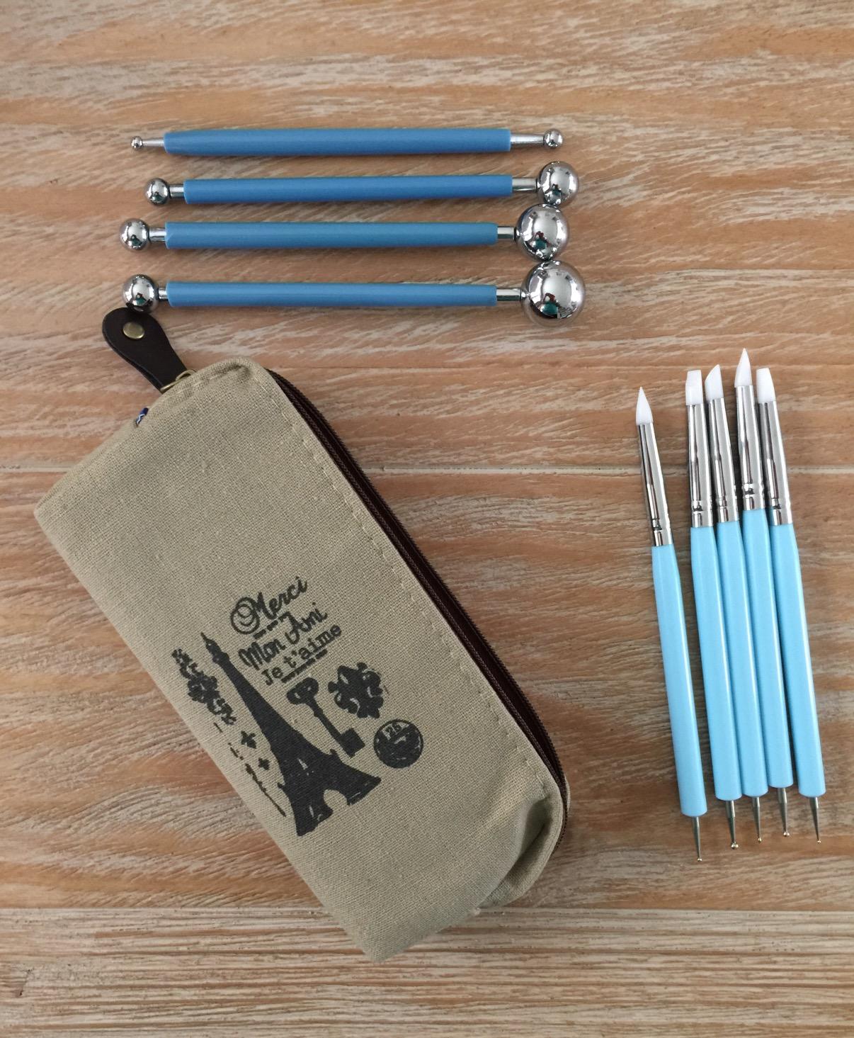Ecjiuyi 9PCS Sculpting Tools,4PCS Double-Ended Metal Ceramic Clay Ball Stylus Dotting Tools and 5PCS 2 Way Silicone Polymer and Embossing Paper Flower Indentation Tool Set customer photo 1