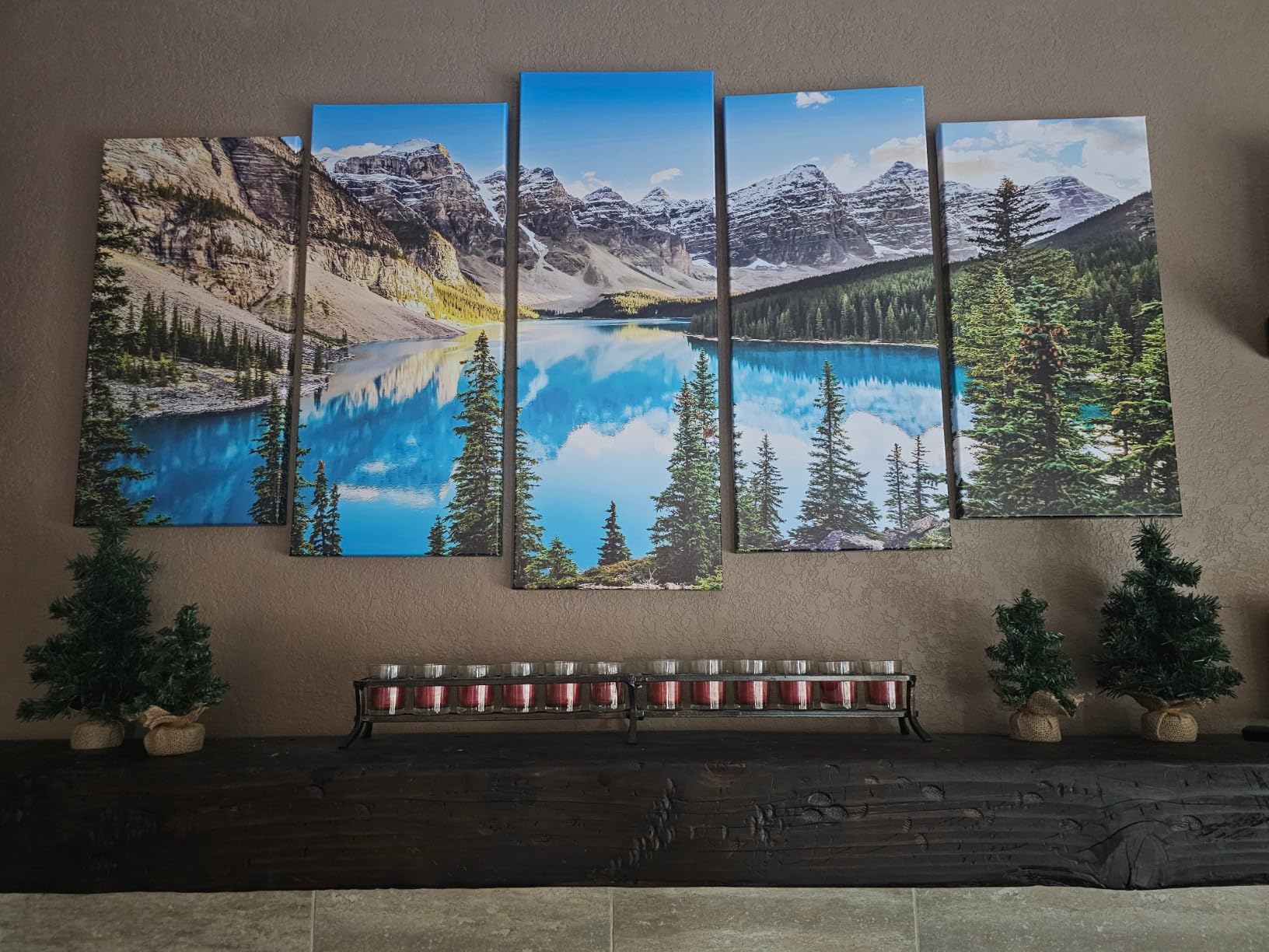 KREATIVE ARTS - 5 Pieces Canvas Prints Wall Art Canada Moraine Lake And Rocky Mountain Landscape Pictures Modern Canvas Painting Giclee Artwork For Home Decoration (Large Size 60x32inch) customer photo 1