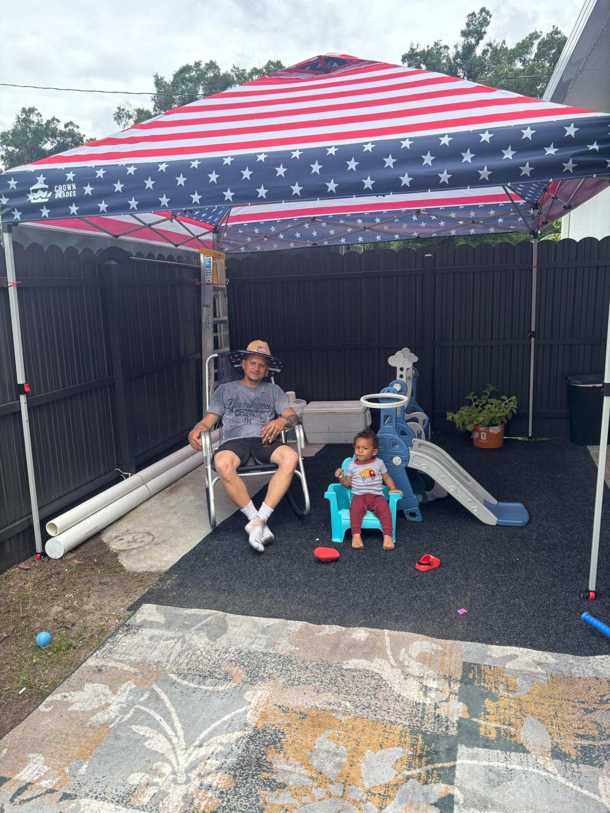 CROWN SHADES 10x10 Pop Up Canopy, Patented CenterLok One Push Tent Canopy, Newly Designed STO-N-GO Storage Bag, 8 Stakes, 4 Ropes (10x10, White) customer photo 1