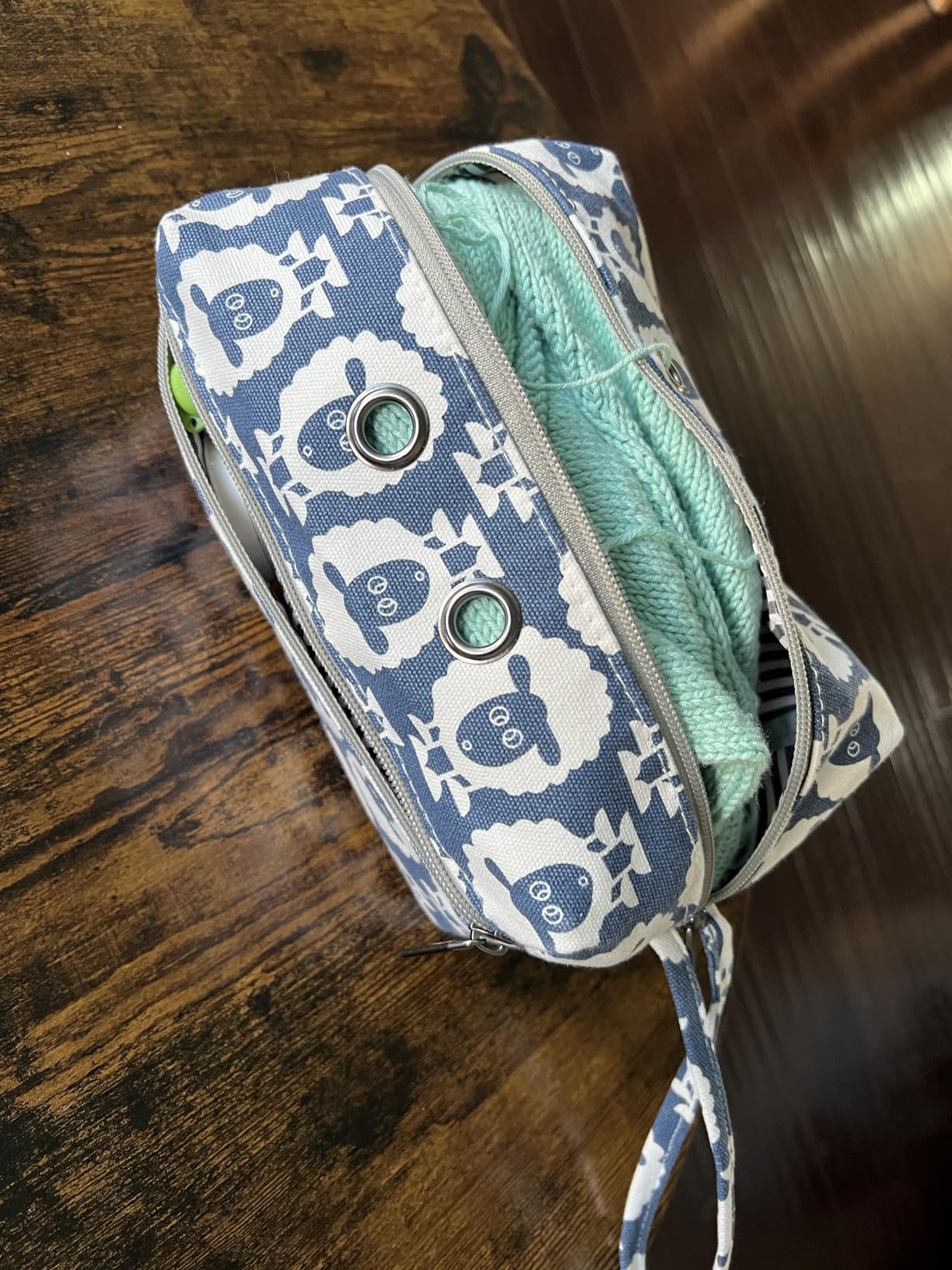 LUXJA Small Yarn Storage Bag, Portable Knitting Bag for Yarn Skeins, Crochet Hooks, Knitting Needles (up to 8 Inches) and Other Small Accessories (Sheep) customer photo 2