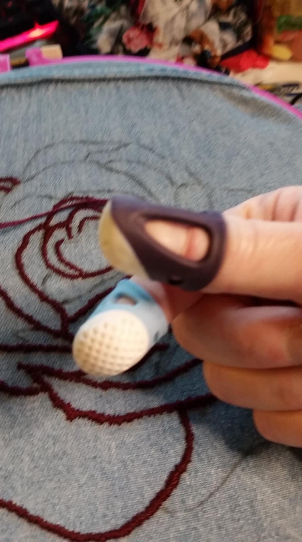 YICBOR 2PCS Silicone Thimble Finger Protector, Non-Slip and Comfortable Thimbles for Hand Sewing for DIY Quilting Embroidery and Household Needlework Projects customer photo 1