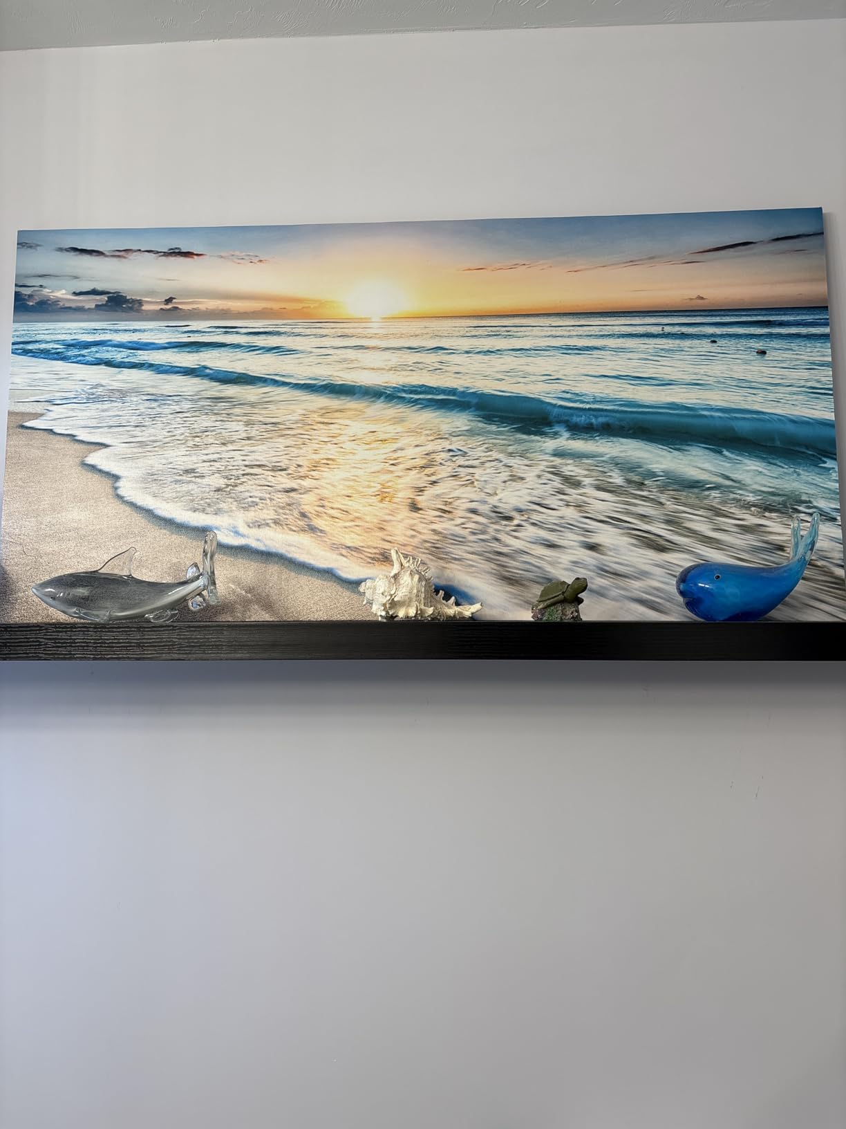 Baisuart Canvas Prints Wall Art Beach Sunset Ocean Waves Nature Pictures Stretched Canvas Wooden Framed for living Room Bedroom and Office customer photo 2