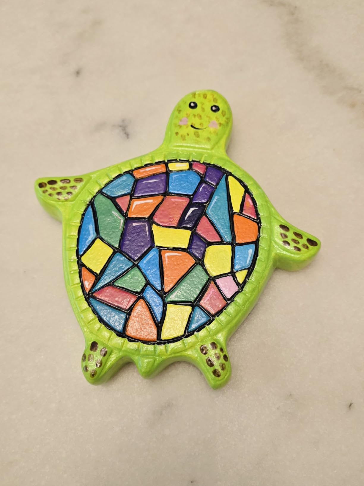 Creative Roots Mosaic Turtle DIY Stepping Stone Kit, Includes Ceramic Stone & 6 Vibrant Paints for Kids Ages 8+ customer photo 2