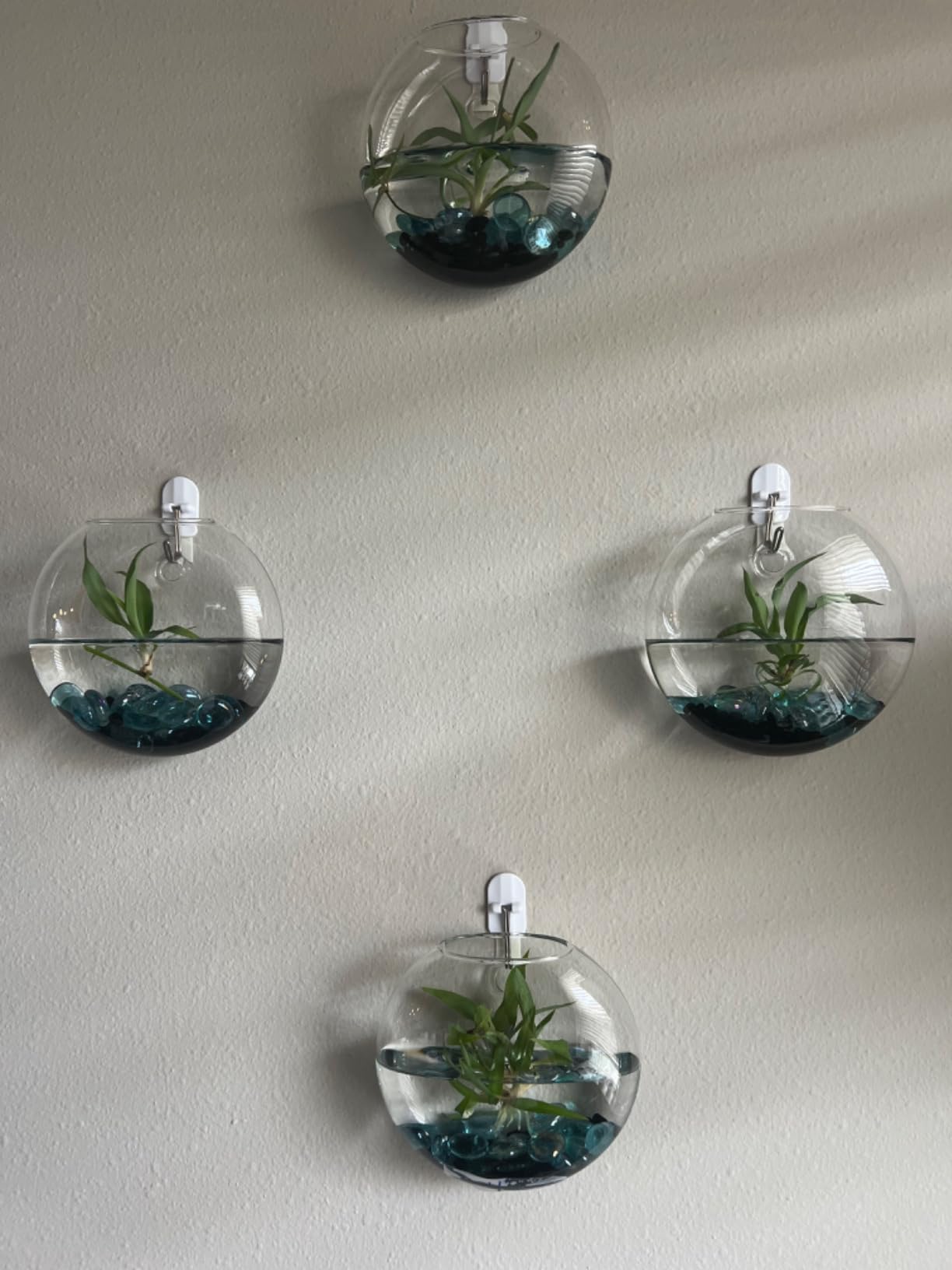 Mkono Wall Hanging Planter Propagation Station Glass Flower Vase for Hydroponics Plants, Bathroom, Home Office Living Room Decor Gift, Oblate Set of 4 customer photo 1