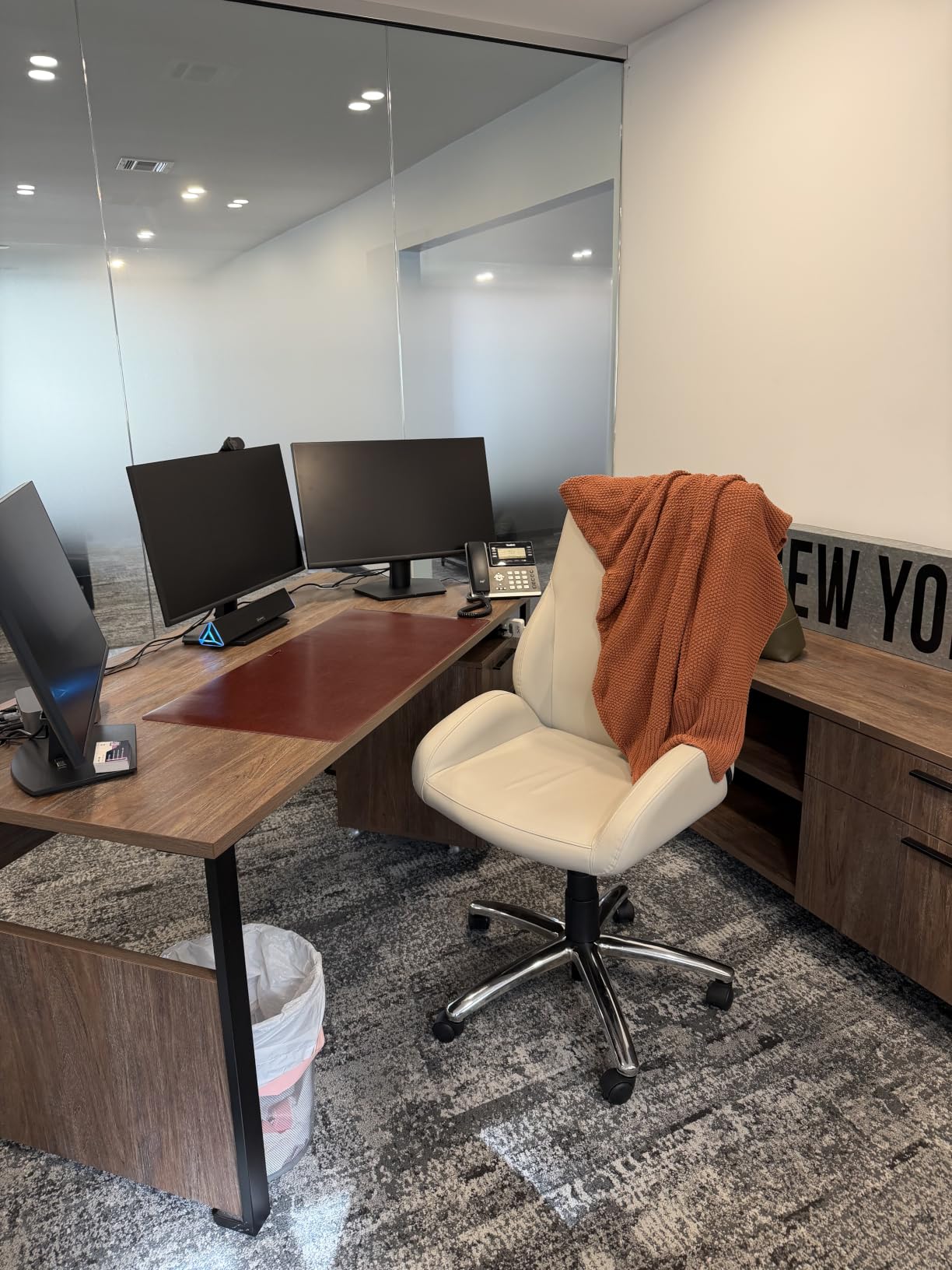 Nordik Leather Desk Mat - Whiskey Brown - Cable Organizer - Premium Mouse Mat & Desk Pad Protector - 35 X 17 Inch - Felt Vegan Leather - Large Office Mouse Pad & Blotter customer photo 1