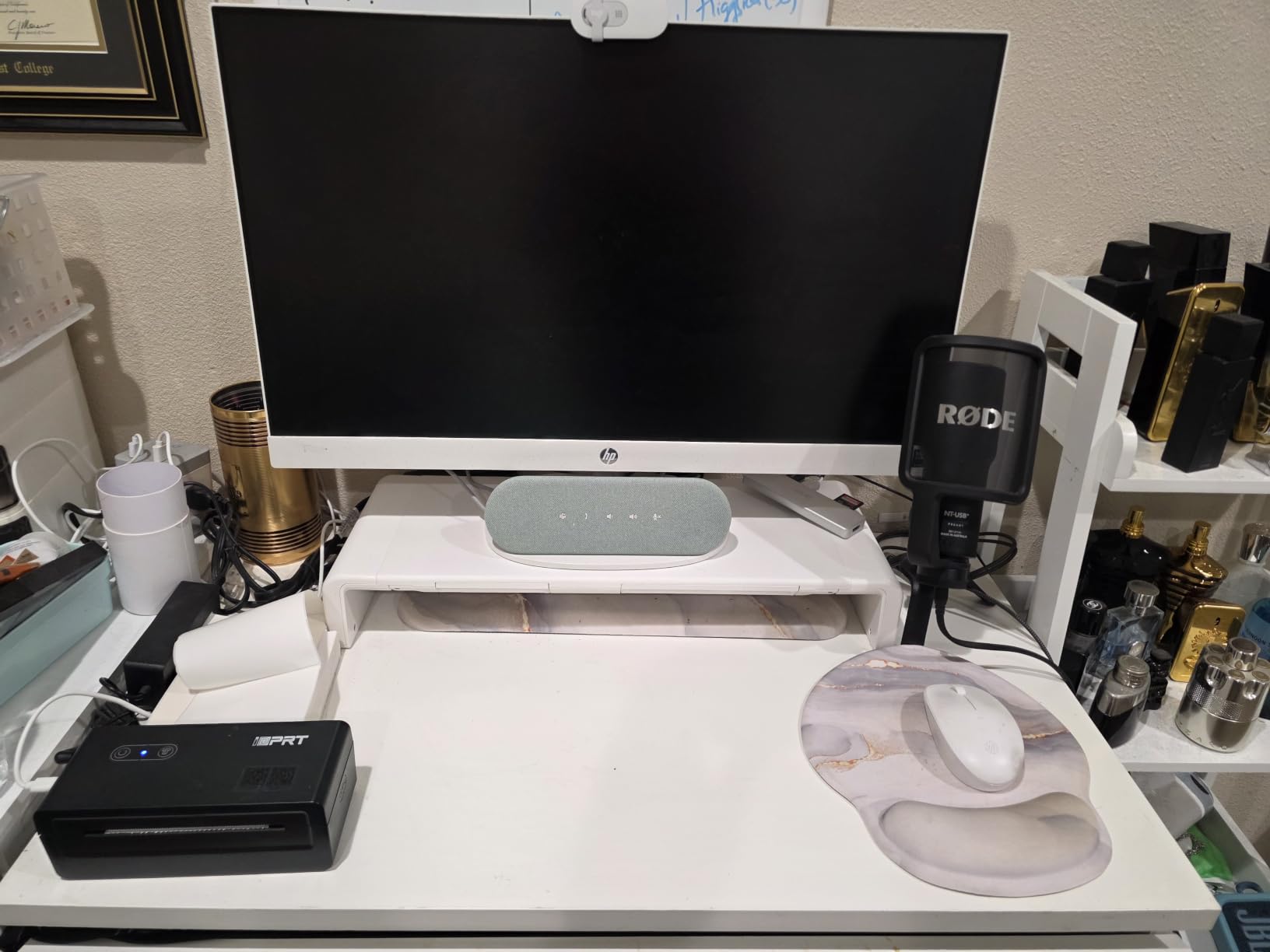 Klearlook Computer Monitor Stand for Desk, Adjustable Foldable Monitor Riser with Storage Drawer & Tablet Phone Holder for Office, Home, Laptop, Desktop (Black) customer photo 2