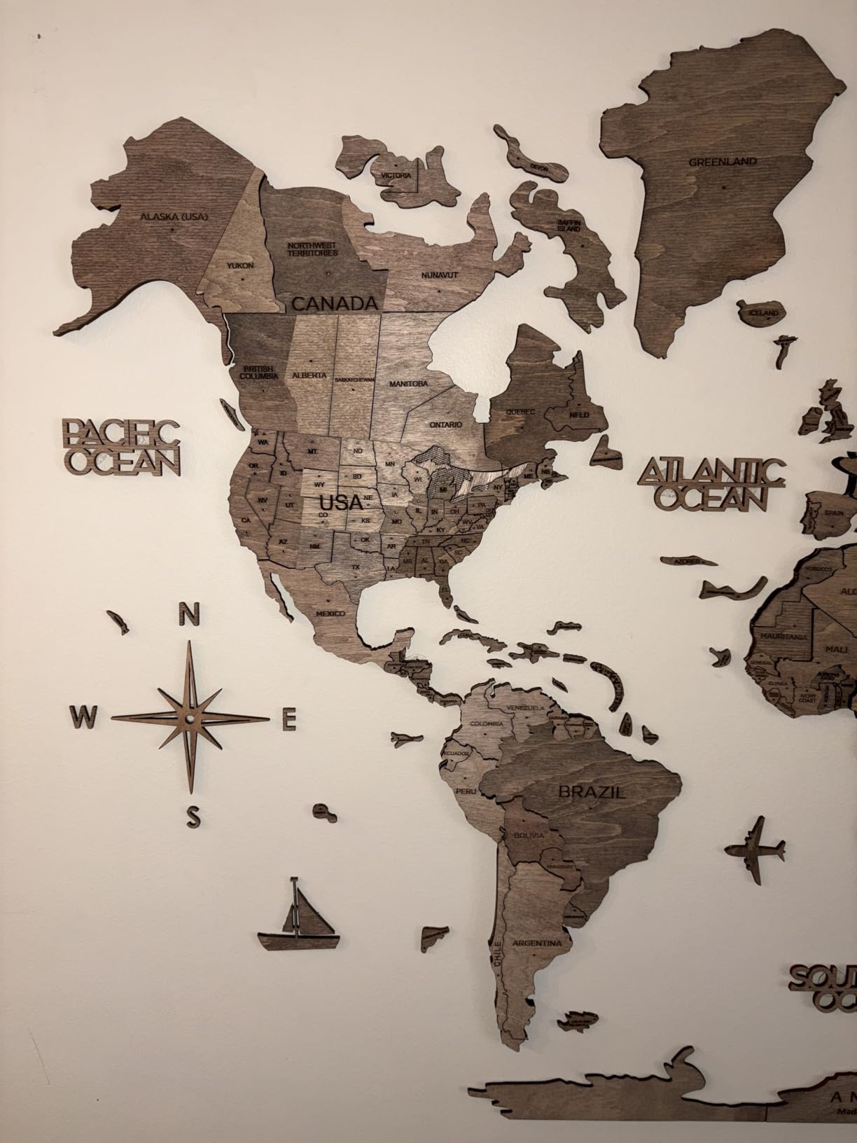 Enjoy The Wood 3D Wooden World Map Wall Art - Large Travel Map with Pins for Art Decor - Decorative Map of the World for Home, Office - Travel Wall Art Housewarming Gift Idea (Multicolor, M, Unframed) customer photo 1