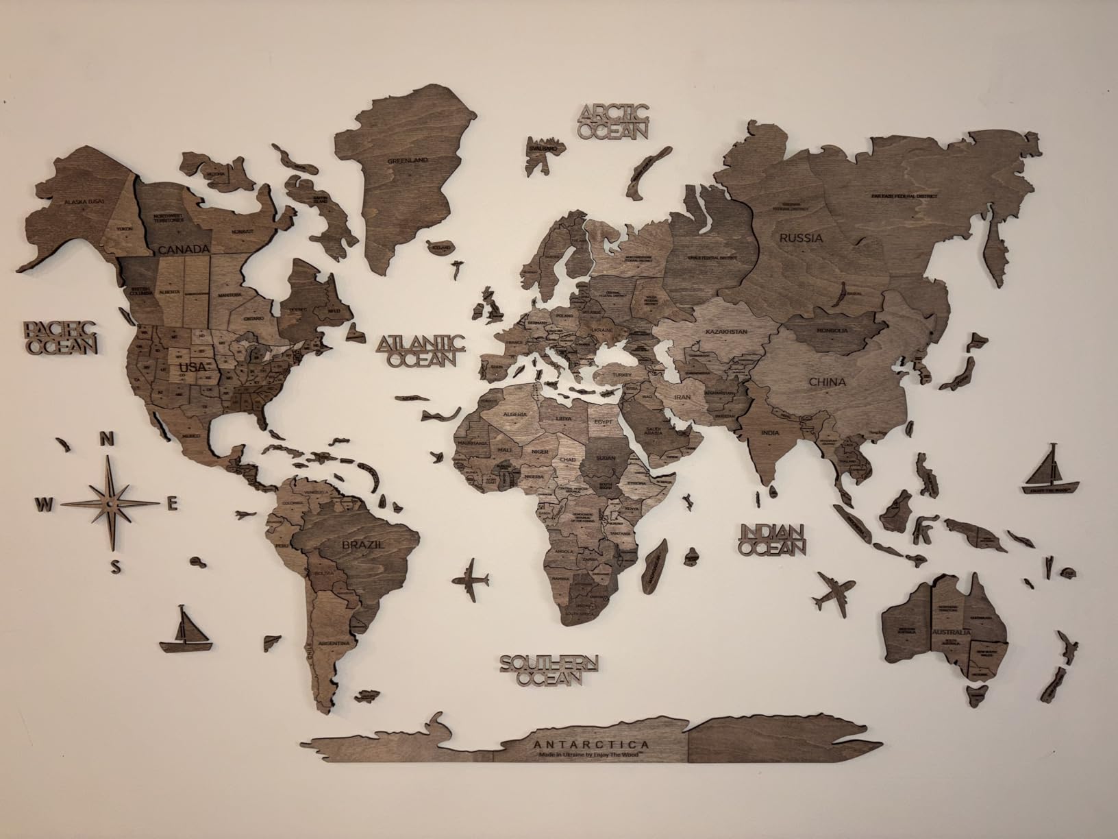 Enjoy The Wood 3D Wooden World Map Wall Art - Large Travel Map with Pins for Art Decor - Decorative Map of the World for Home, Office - Travel Wall Art Housewarming Gift Idea (Multicolor, M, Unframed) customer photo 2