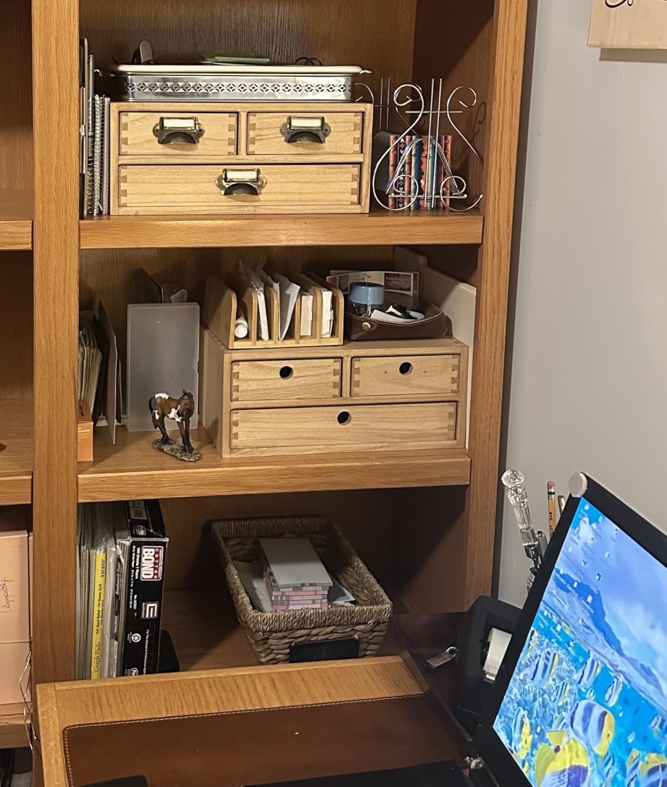 KIRIGEN Wood Desktop Storage Cabinet with 4 Drawers, 3-Tier Desk Organizer for Letter-Size Paper, Mail, Home Office Supplies, Makeup, Crafts, Desk or Countertop, Fully Assembled WJG34-NA customer photo 1