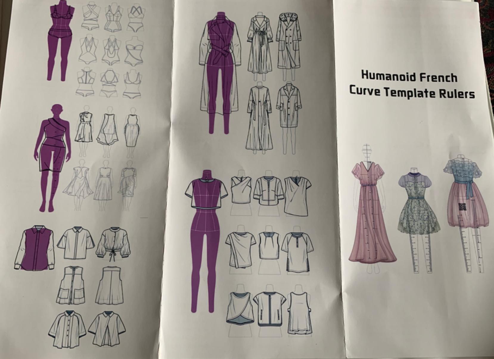 4 Models Fashion Illustration Rulers, Fashion Sketching Templates Ruler, Fashion Sketching Ruler Sewing Humanoid Patterns Design, Clothing Measuring French Curve Rulers A4 Pattern Paper Draft Drawings customer photo 2
