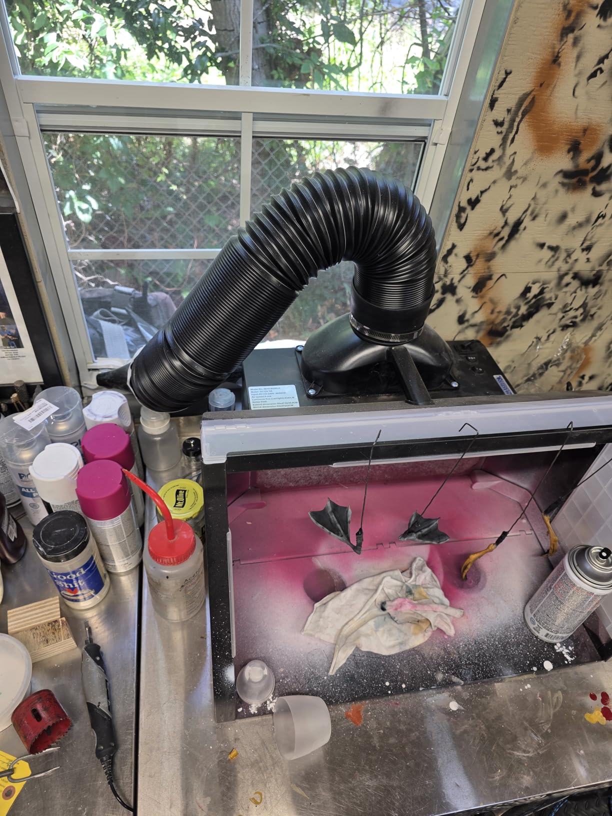 Master Airbrush Large Portable Airbrush Spray Booth Station with LED Lights, 25W Fan, Turntable & 6' Exhaust Hose, 22.25