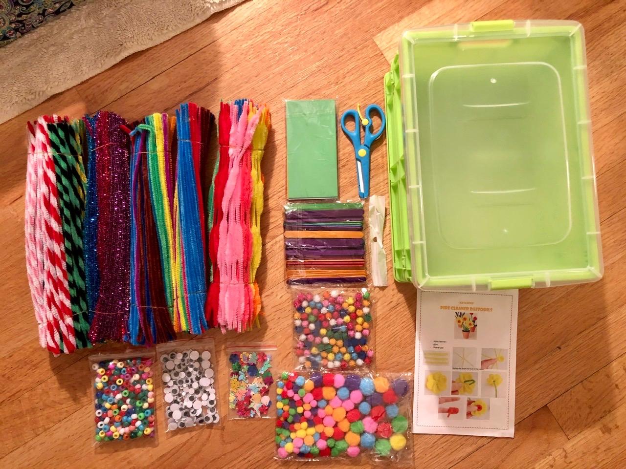 FUNZBO Arts and Crafts Supplies for Kids - Toddlers Craft Kit with Glitter Glue Stick, Pipe Cleaners, Pom Poms, Popsicle Sticks Tools, DIY School Supplies Kit, Birthday Gifts for Girls Boys Age 4+ customer photo 2