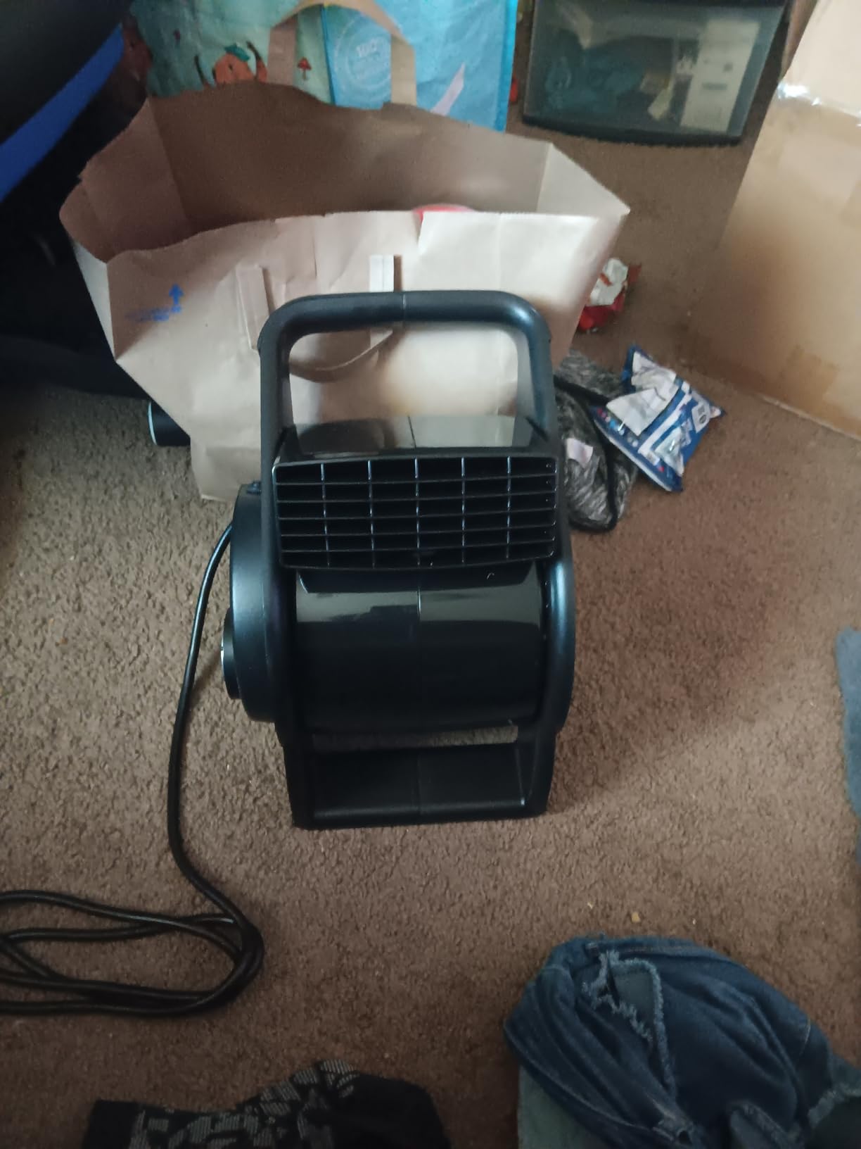 Lasko Portable Utility Fan, 12-inch 289 CFM Pivoting High Velocity Air Mover Blower Fan, 3 Speeds, 2 Accessory Outlets 120V, Black, U12104 customer photo 2