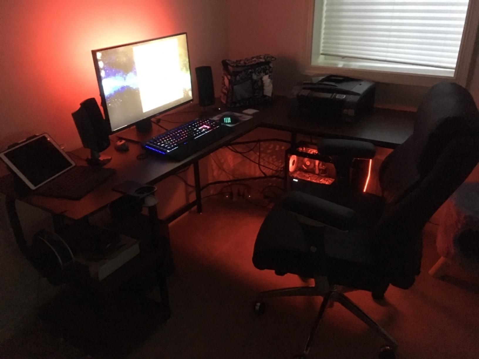 Teraves Reversible L Shaped Desk with Large Surface, 69 Inch Sturdy Corner Desk with Storage Shelves, Premium Office Computer Desk Workstation for Home Office Gaming customer photo 2