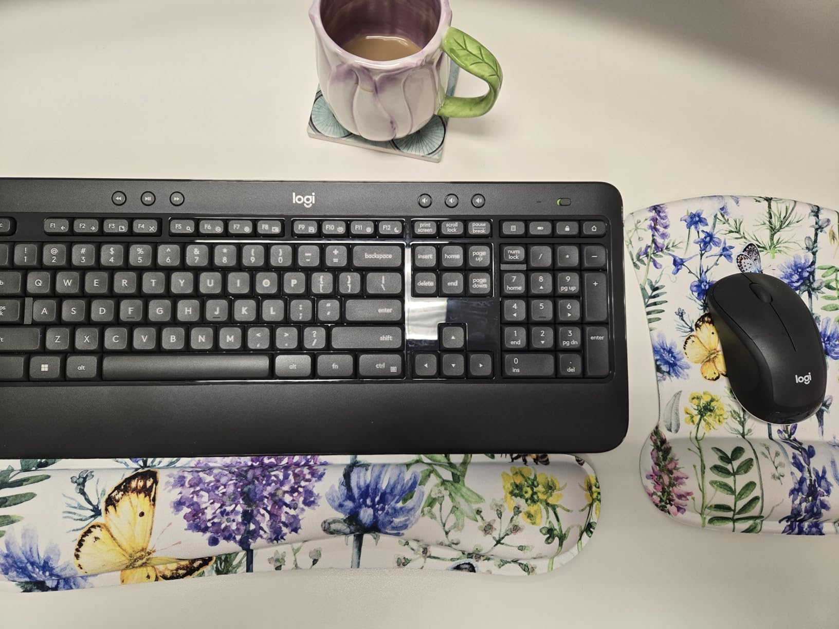 Keyboard Wrist Rest Pad Ergonomic Mouse Pad Set, ToLuLu Gel Mouse Pad Wrist Support for Computer Laptop, Mousepad Keyboard Wrist Support with Memory Foam for Easy Typing Pain Relief, Van Gogh Painting customer photo 1