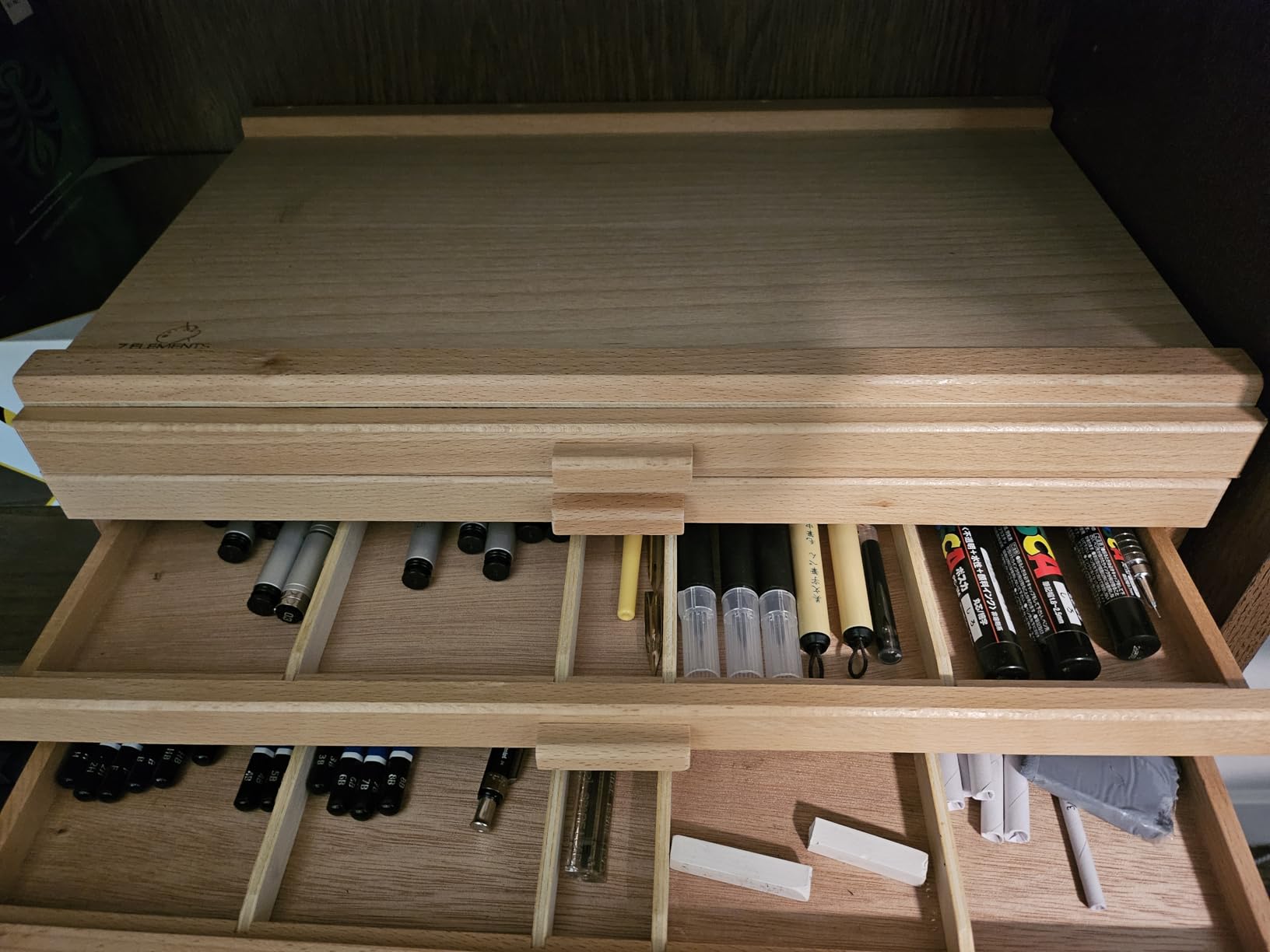 7 Elements 6-Drawer Wooden Artist Storage Supply Box for Pastels, Pencils, Pens, Markers, Brushes and Tools customer photo 1