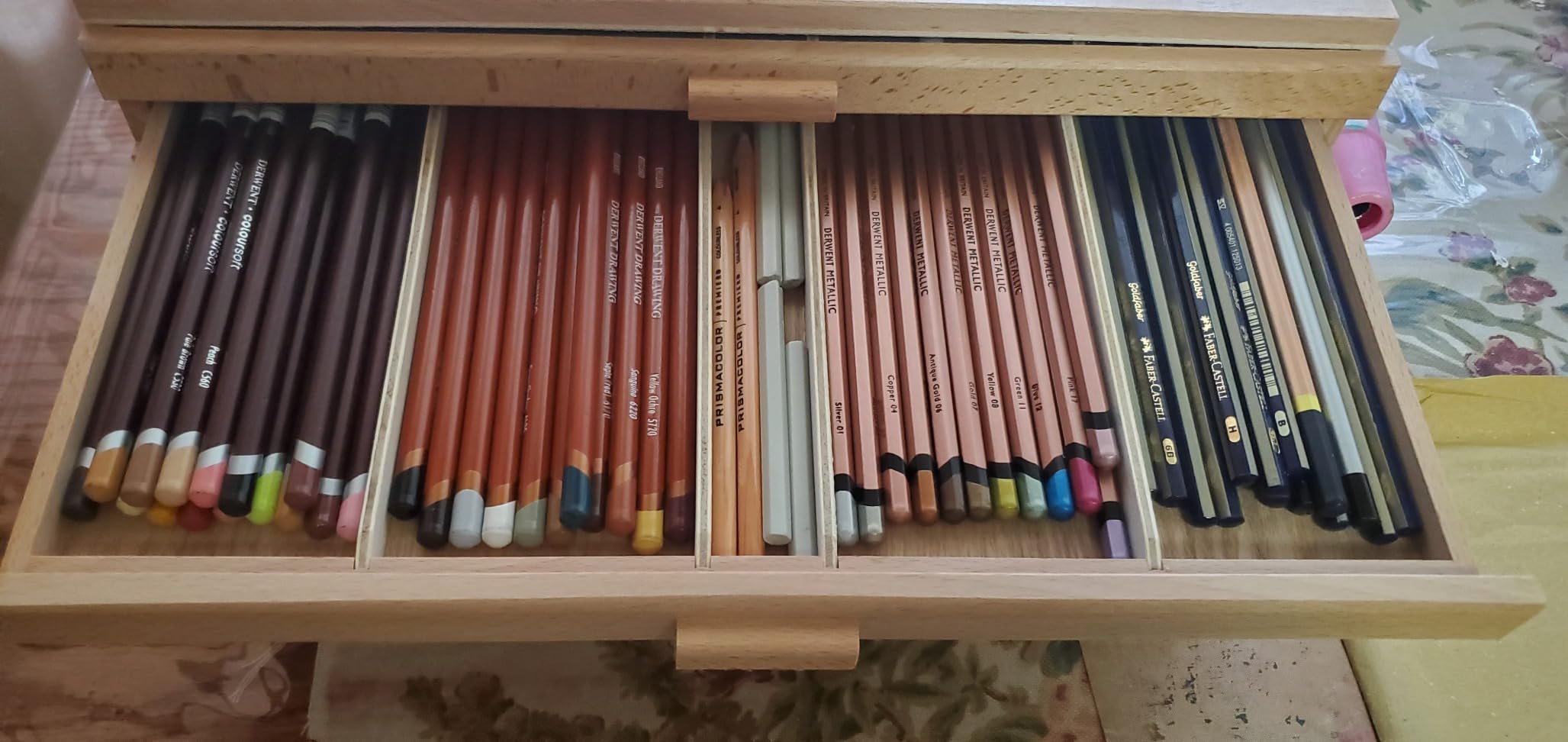 7 Elements 6-Drawer Wooden Artist Storage Supply Box for Pastels, Pencils, Pens, Markers, Brushes and Tools customer photo 2