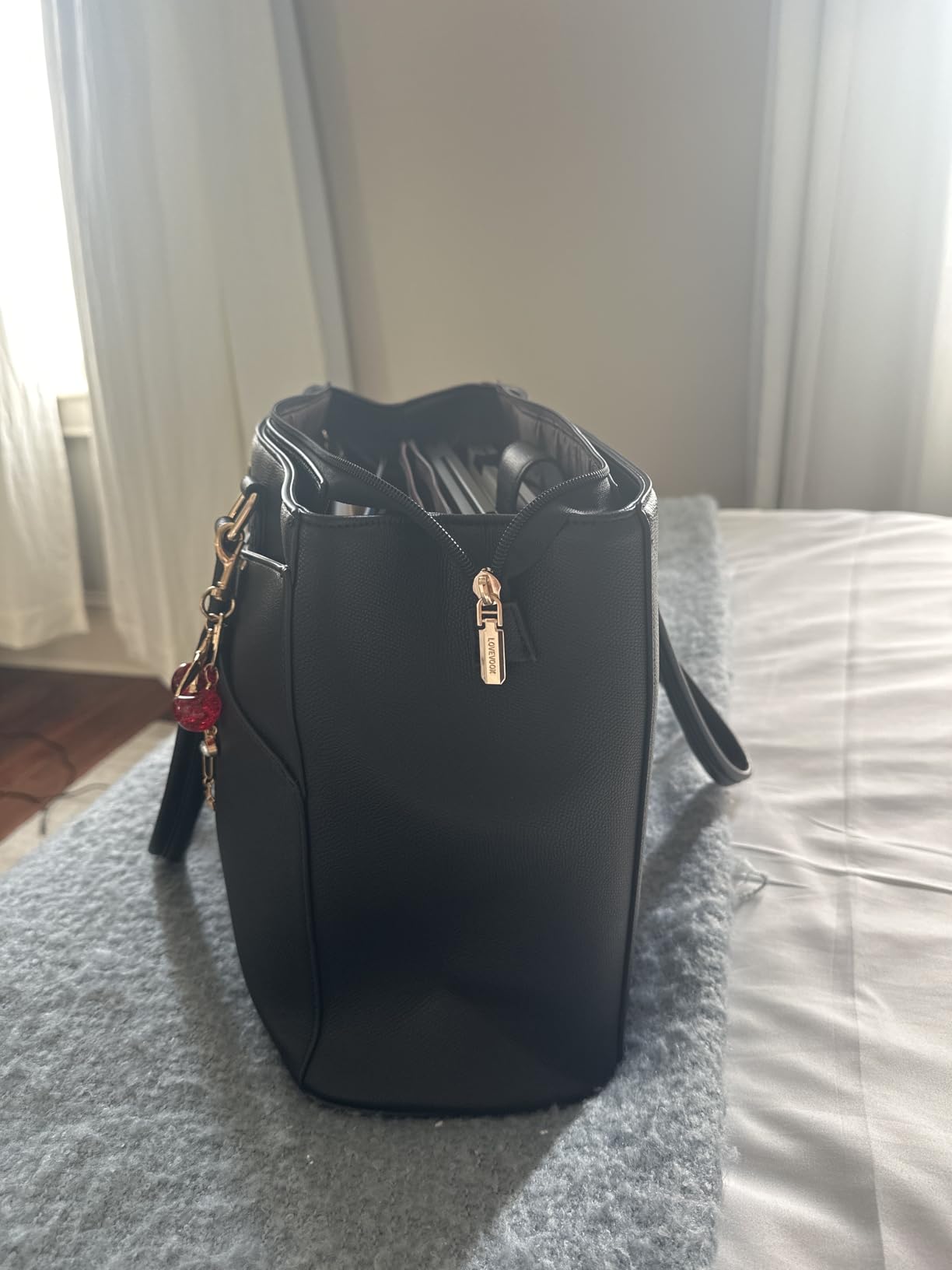 LOVEVOOK Laptop Tote Bag for Women 15.6 Inch Waterproof Leather Computer Bags Business Office Work Briefcase Black customer photo 1