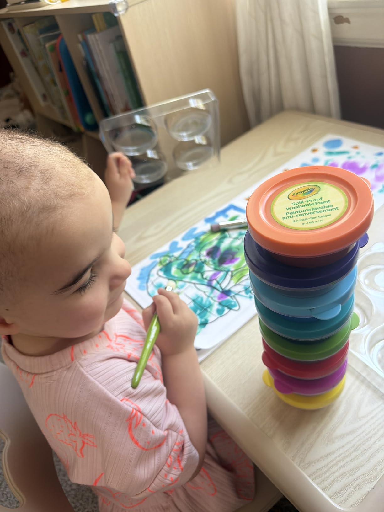 Crayola Mess Free Finger Painting Station - Washable Finger Paint for Toddlers, Spring Arts & Crafts Set, Sensory Activity, Travel Toy, Ages 1+ customer photo 1