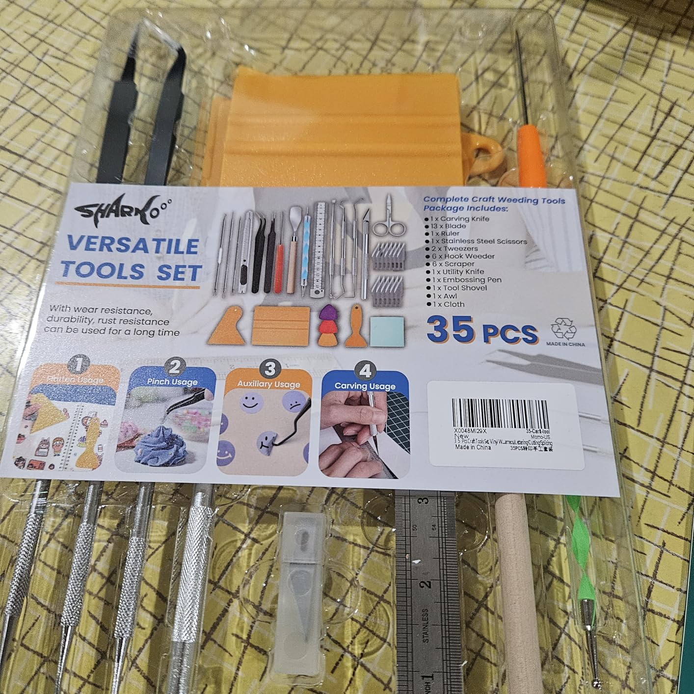 SHARKOOO 35 PCS Weeding Tools for Vinyl, Precision Craft Tools Set for Weeding Vinyl, Scrapbook Supplies Includes All Basics for Weeding, Scrapbooking, DIY Art customer photo 2