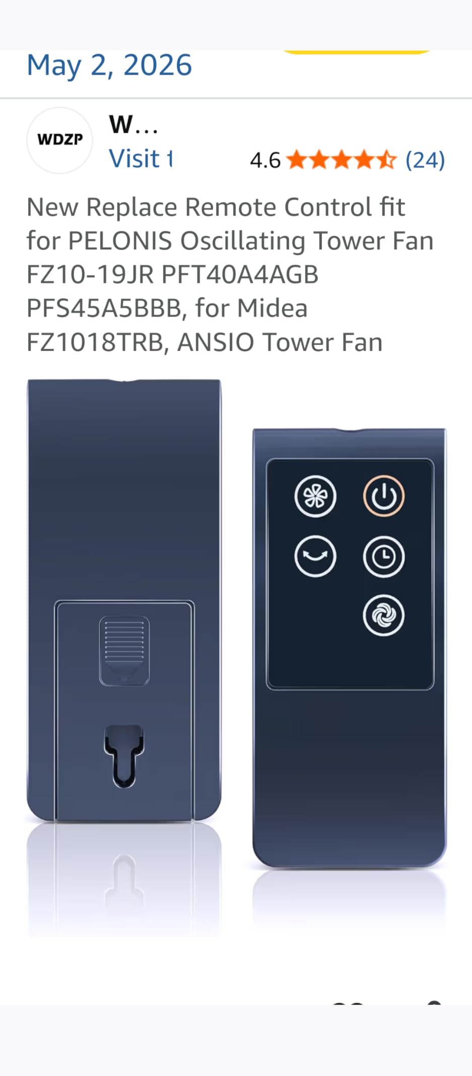 PELONIS 40-inch Bladeless Tower Fan for Bedroom, Standing Fan with Remote Control, 26ft/s, 90° Oscillation, 3 Speed Settings, 27 dB, 3 Modes, 15-Hour Timer, LED Display, Black customer photo 1
