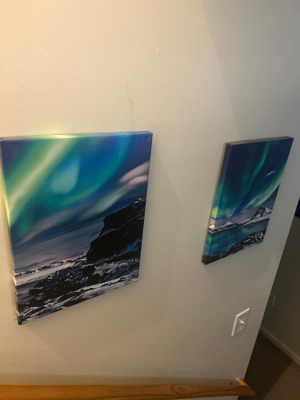 MHARTK66 Landscape Wall Art for Living Room Wall Decor for Bedroom Office Decor Abstract Mountain Aurora Painting 3 Piece Scenic Framed Canvas Art Prints Ready to Hang Wall Pictures Home Decor customer photo 2