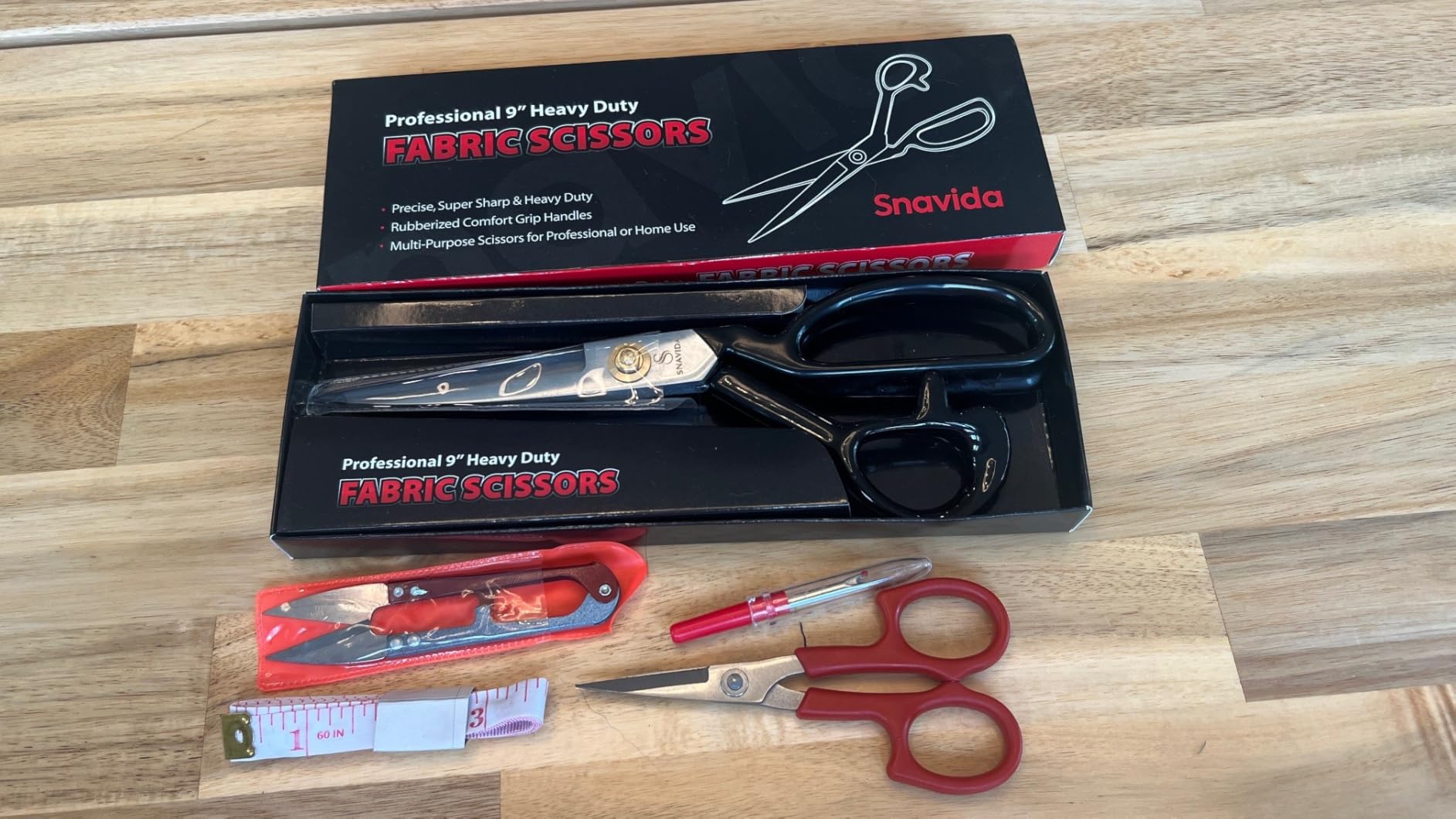 Fabric Scissors Tailor Sewing Shears - 9 Inch Heady Duty Scissors for Fabric Cutting Professional Ultra Sharp Cloth Tailor Scissors Multipurpose Utility Dressmaker Leather Titanium Scissors (9Inch) customer photo 2