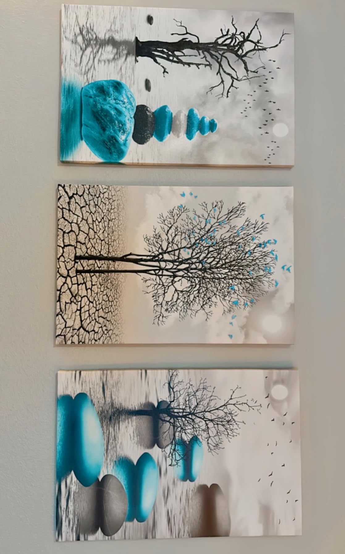 DZRWUBHS Abstract Wall Art for Living Room, 3 Piece Modern Canvas Artworks Stones in The Water Zen Wall Decor Minimalist Meditation Picture Painting Prints for Bedroom Bathroom Hallway Home Office customer photo 2