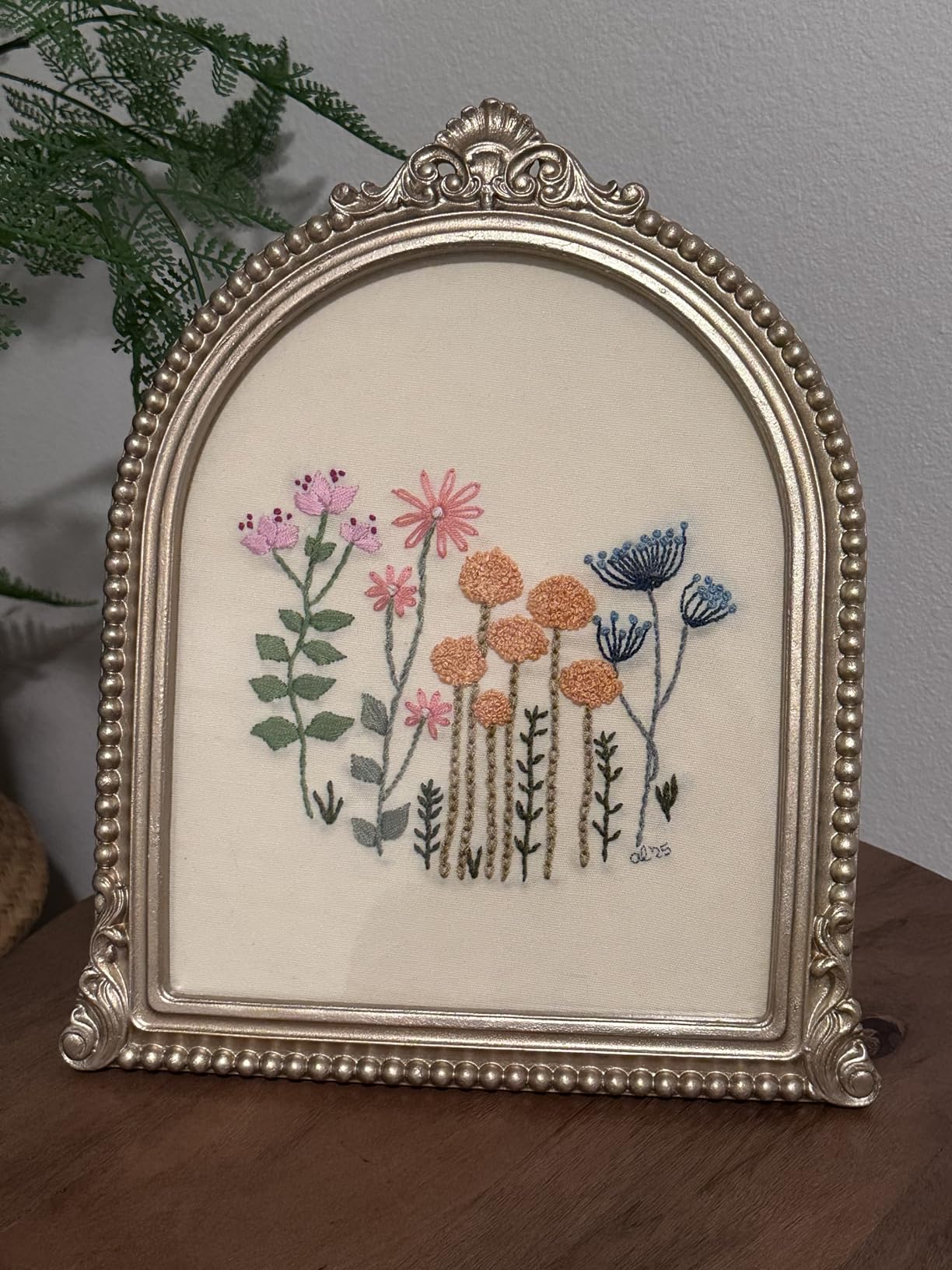 Uphome 3 Pack Embroidery Starter Kit for Beginners Stamped Cross Stitch Kits with Cute Flowers and Plants Patterns with 1 Embroidery Hoop and Color Threads for Adults Kids customer photo 2