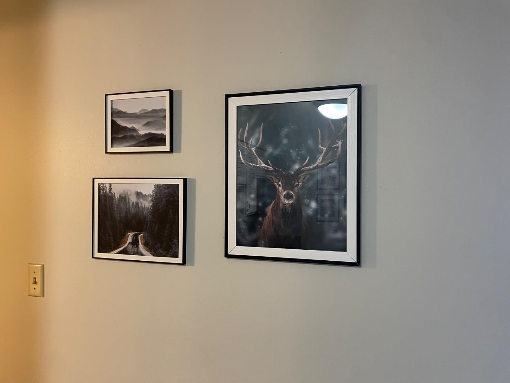 SunFlax Nature View Pictures Prints Framed - Mysterious Foggy Scenery Photography Black and White Wall Art with Wooden Frame for Bathroom, Living Room, Bedroom, Office 3 Panels customer photo 2